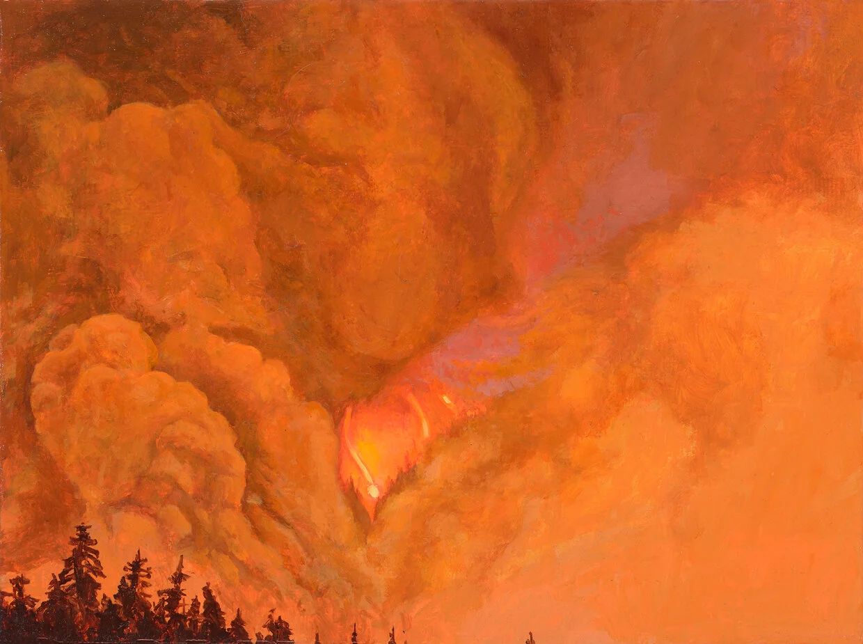 FIRE DEVILS, oil on canvas, 5 x 7"