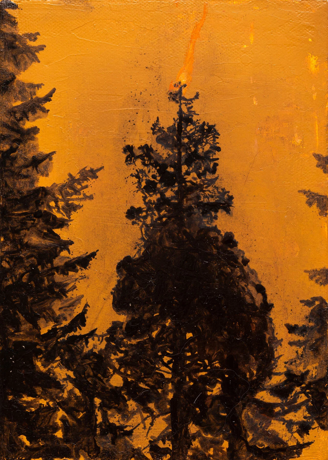 EXIT TREE (EXIT EVENT), oil on canvas, 7 x 5"