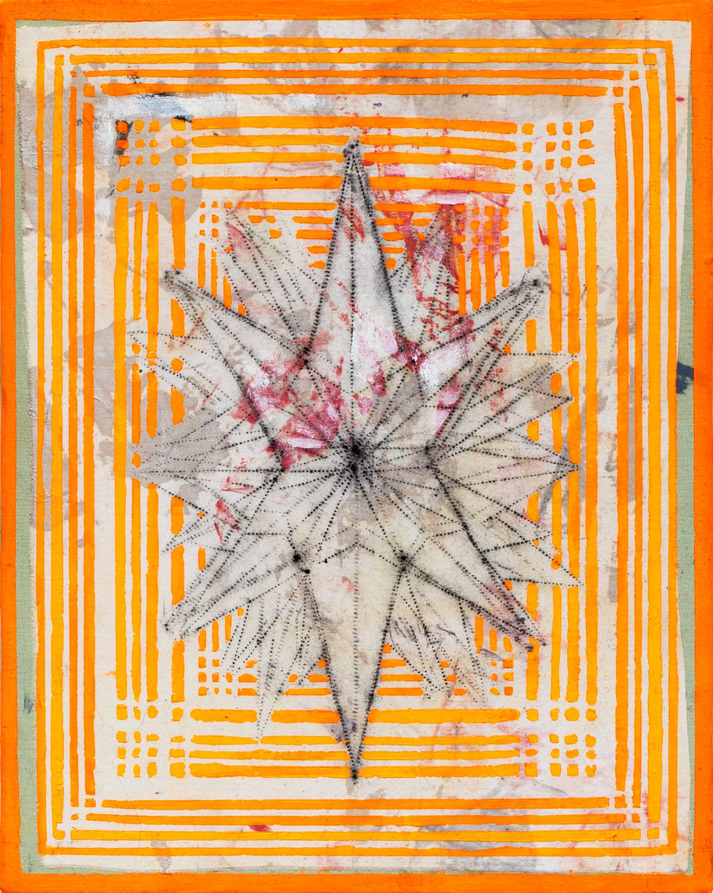 STAR STRUCTURE, acrylic, charcoal on canvas, 10 x 8"