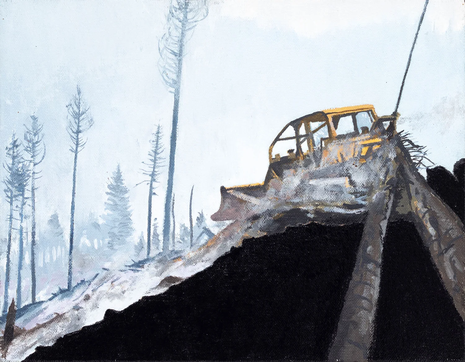 THE LANDING; SOUTH, oil, enamel on canvas, 7 x 9"