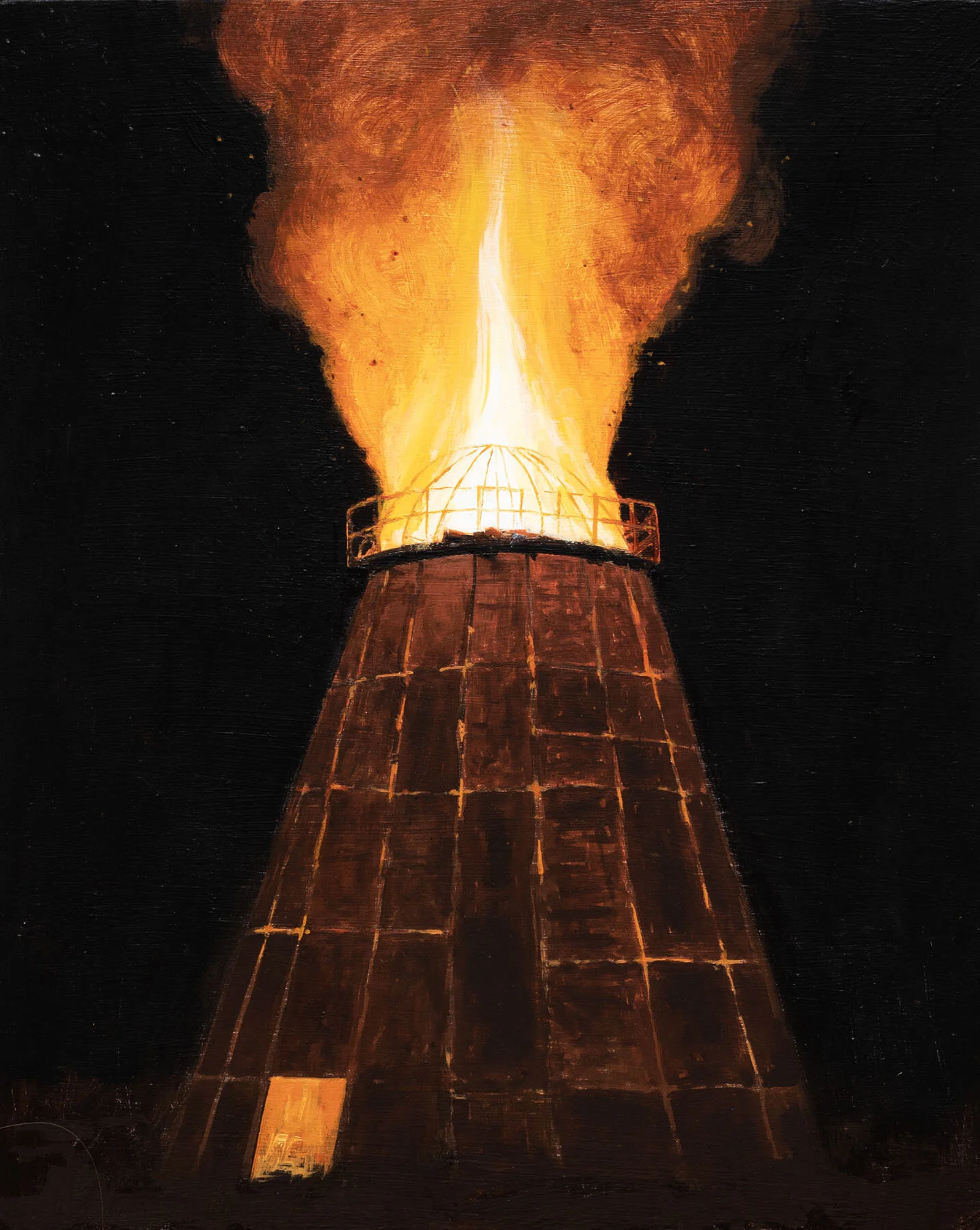 WIGWAM BURNER, oil on panel, 10 x 8"