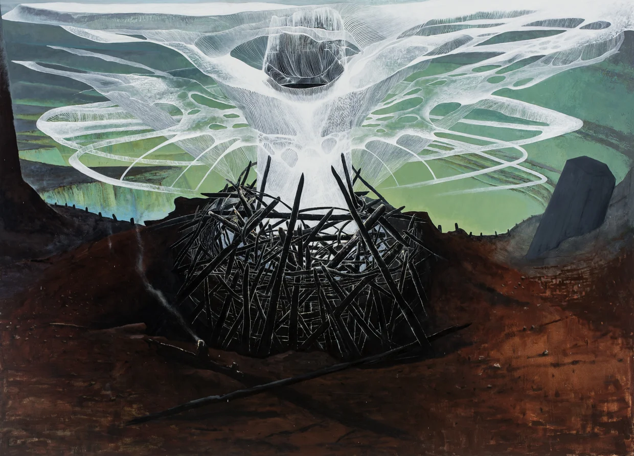 BARRIER, oil on linen, 69 x 95"