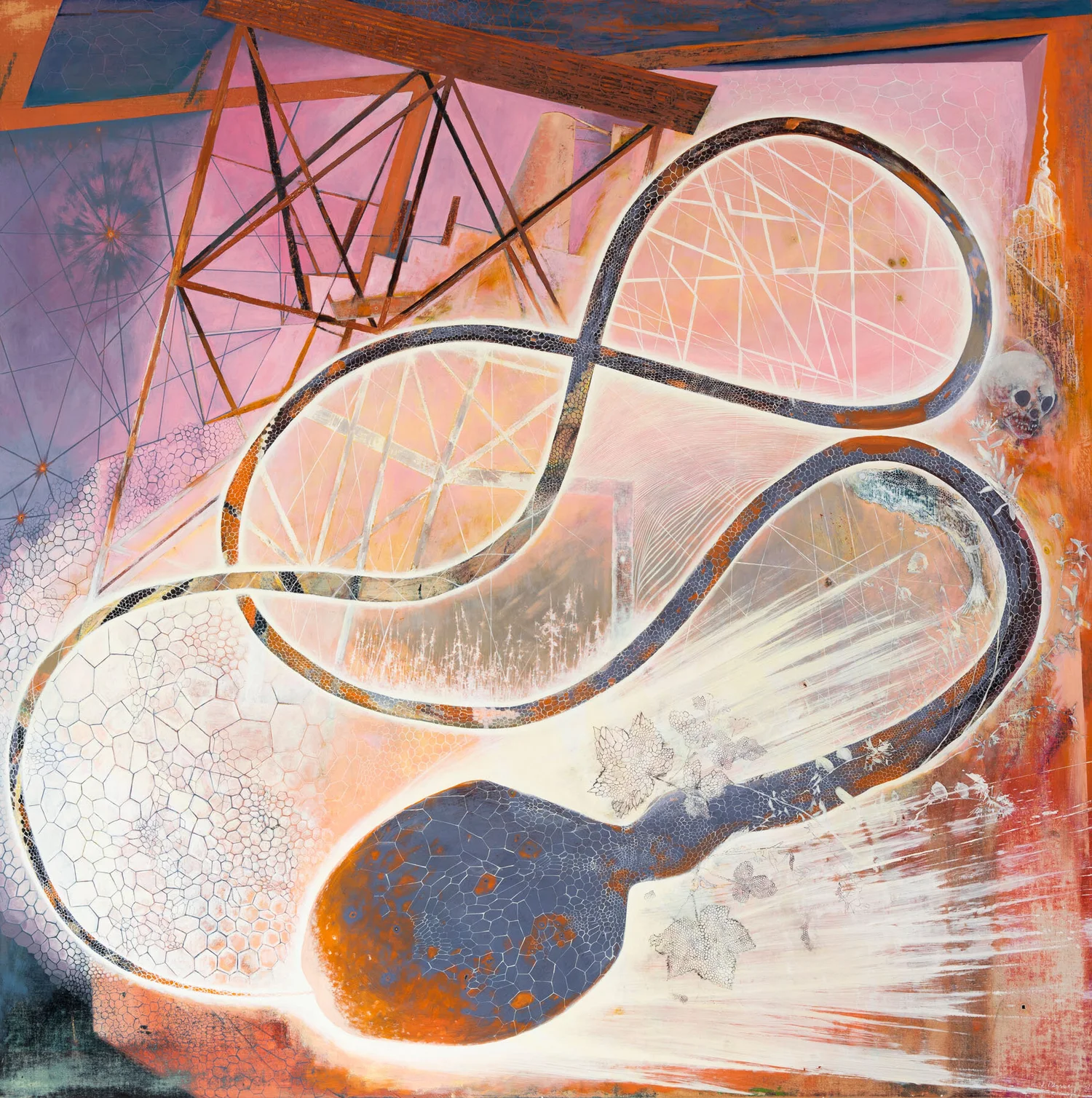 OZYMANDIAS / OROBOROS, oil on canvas, 60 x 60"