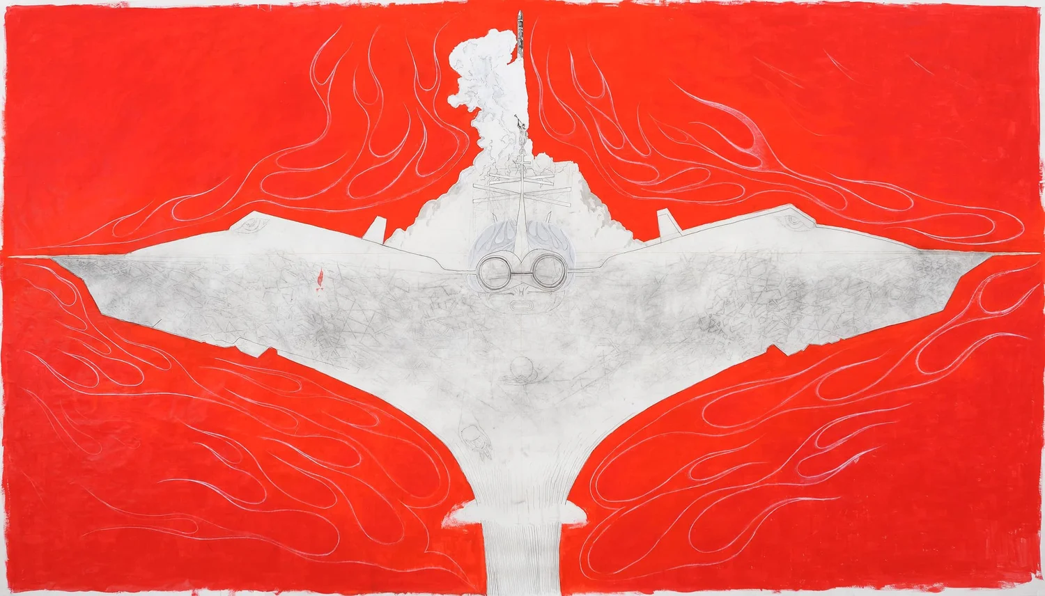 HALLUCINATION DRAWING, mixed on paper, 4 x 7'
