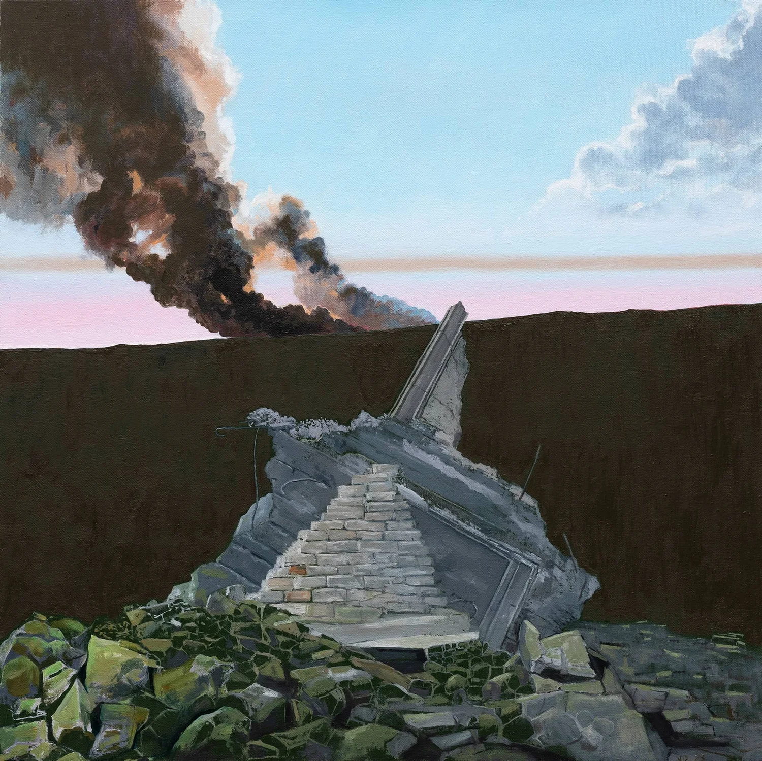 MONOCULTURE OF RUBBLE, oil on canvas, 22 x 22"