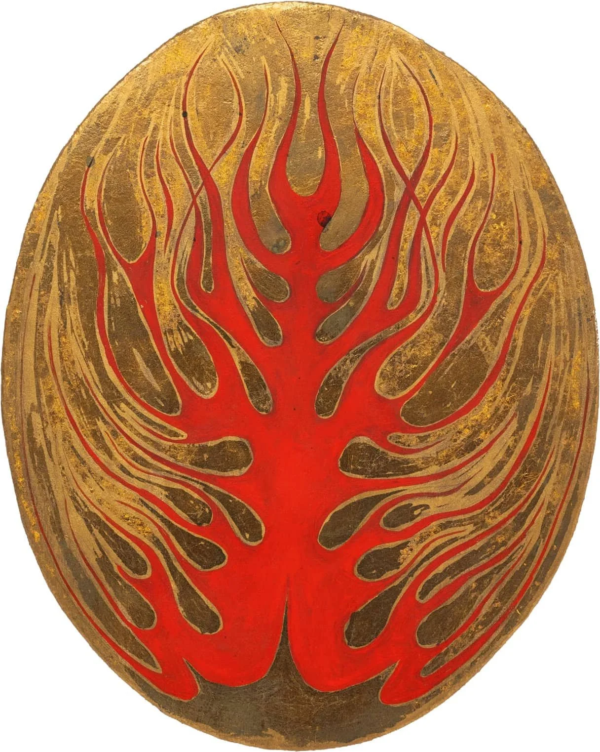 FLAME 1, oil, gold leaf, enamel on canvas, 10 x 8"