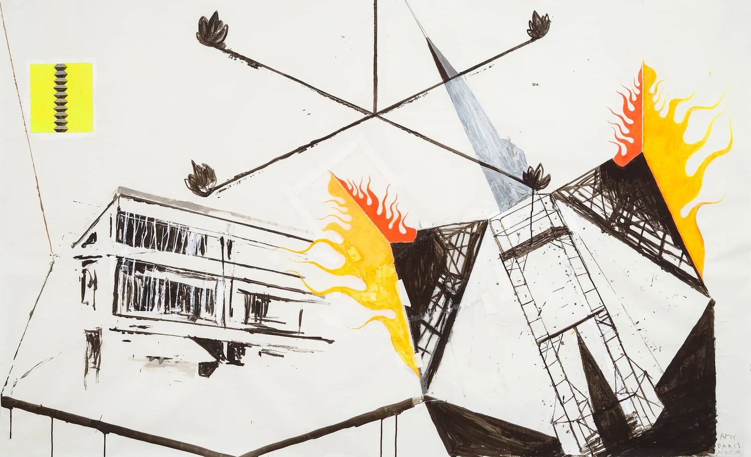 ARCHITECTURE AND INTERIOR, mixed on paper, 40 x 60"