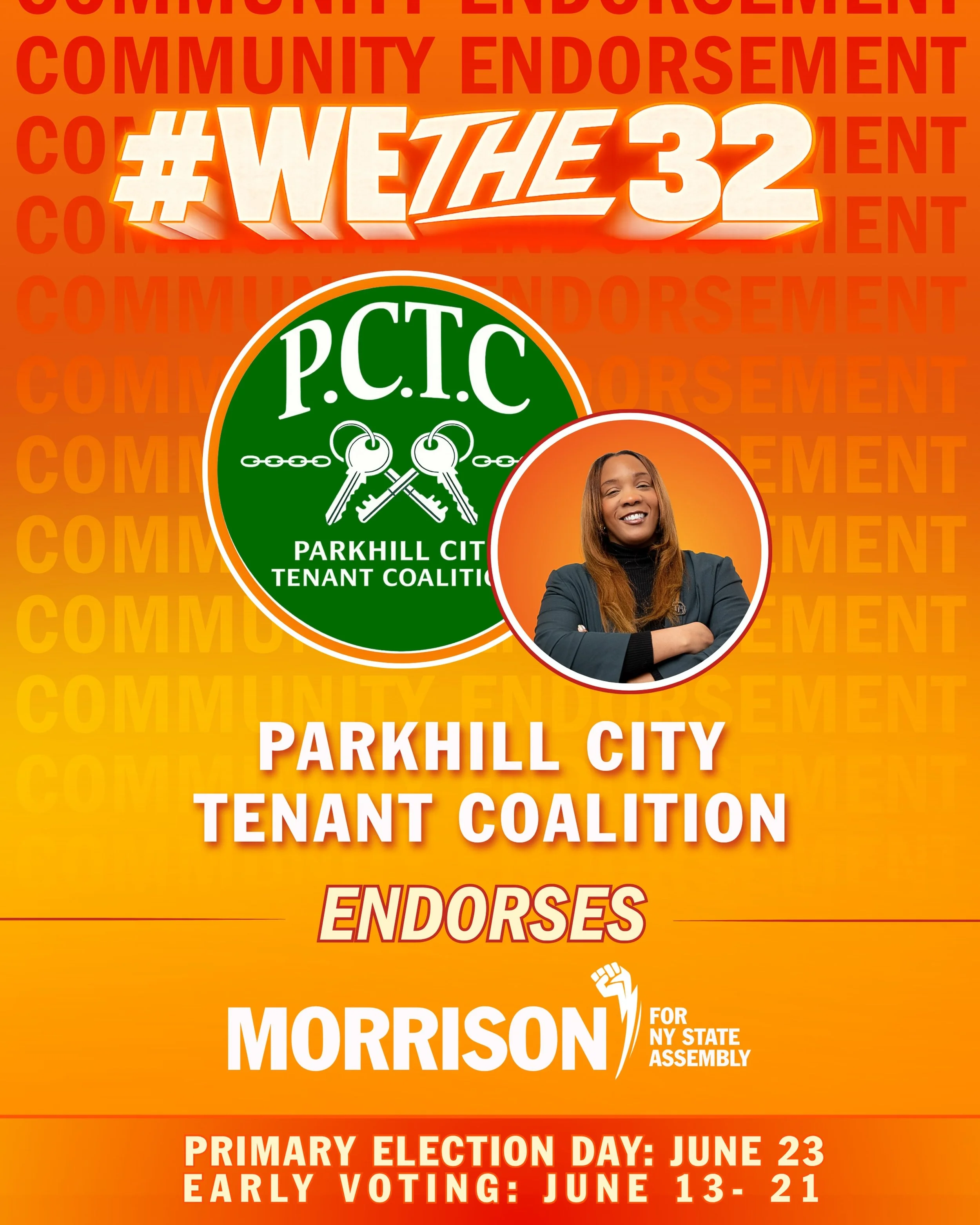 We&rsquo;re proud to receive the endorsement of the Parkhill City Tenant Coalition, a community voice organizing for dignity, stability, and stronger tenant representation for residents of the Parkhill City apartments in Downtown Jamaica.

&ldquo;We,
