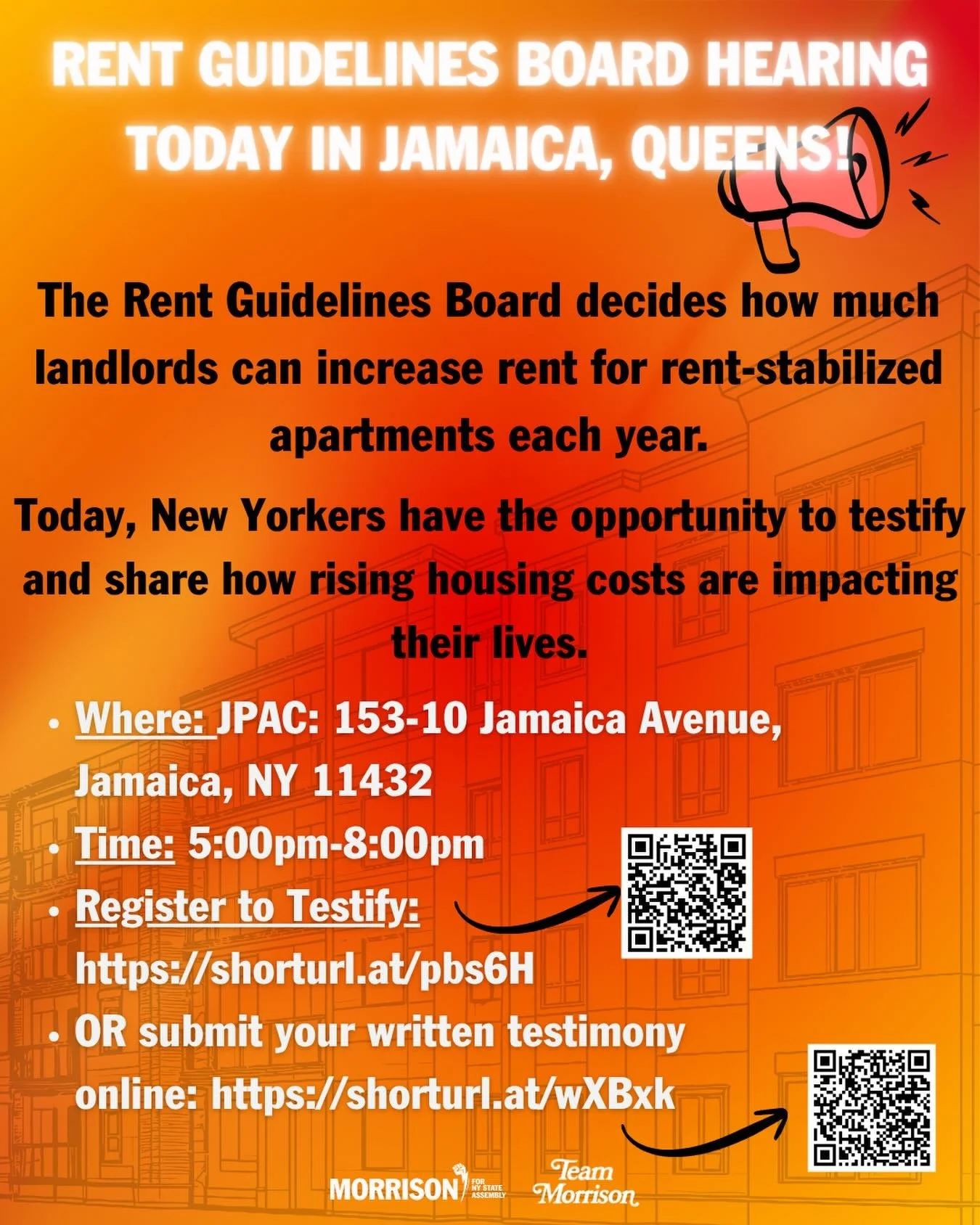 One of the issues I hear about most across Southeast Queens is housing affordability.

Today, the Rent Guidelines Board is holding a public hearing that could impact rent-stabilized tenants across New York City. Residents will have the opportunity to