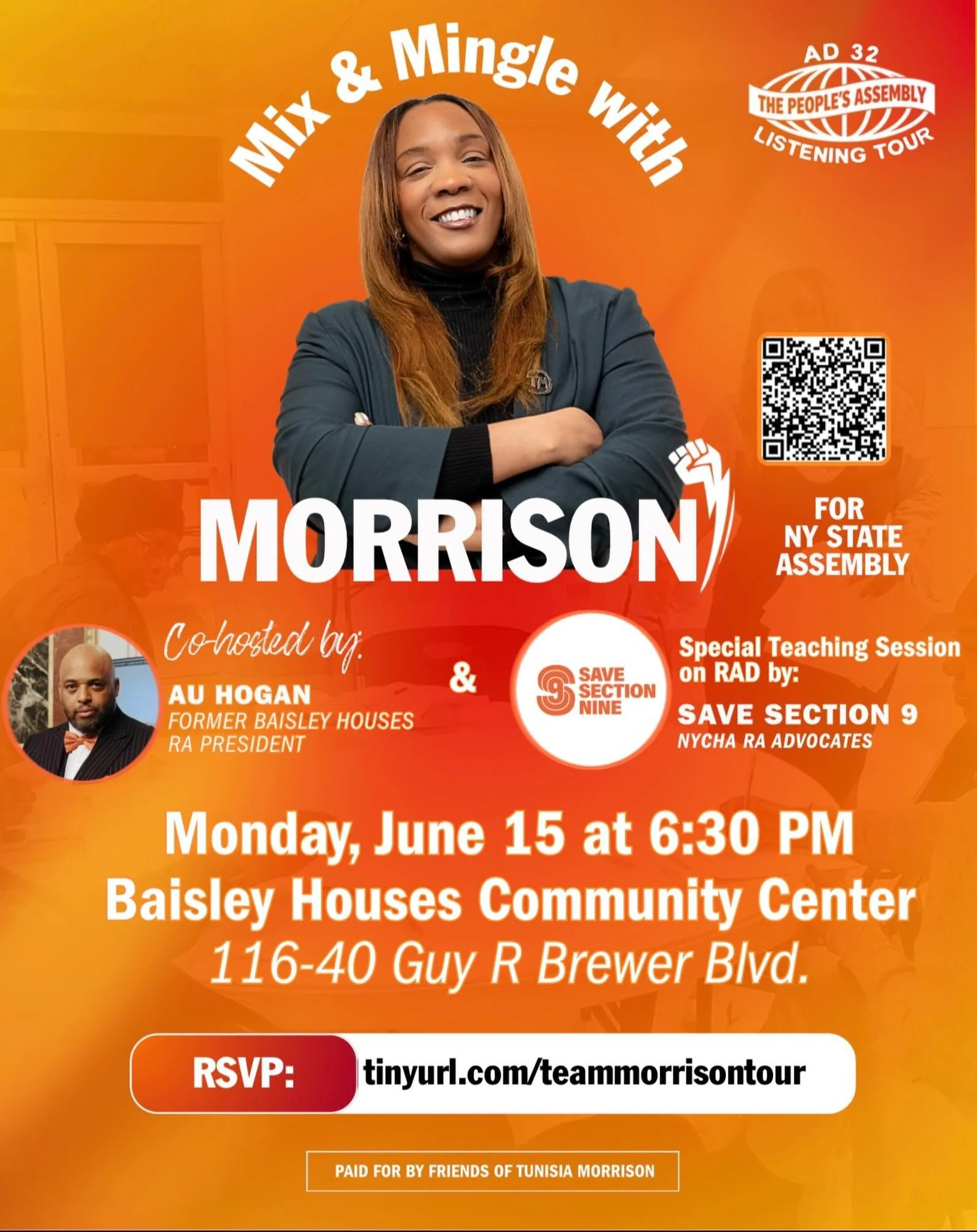 NYCHA RESIDENTS: We have a new date 🚨 

Through &ldquo;The People&rsquo;s Assembly,&rdquo; Morrison for NY State Assembly has been traveling across AD 32 to listen directly to the people who live, work, and raise families here, because the future of