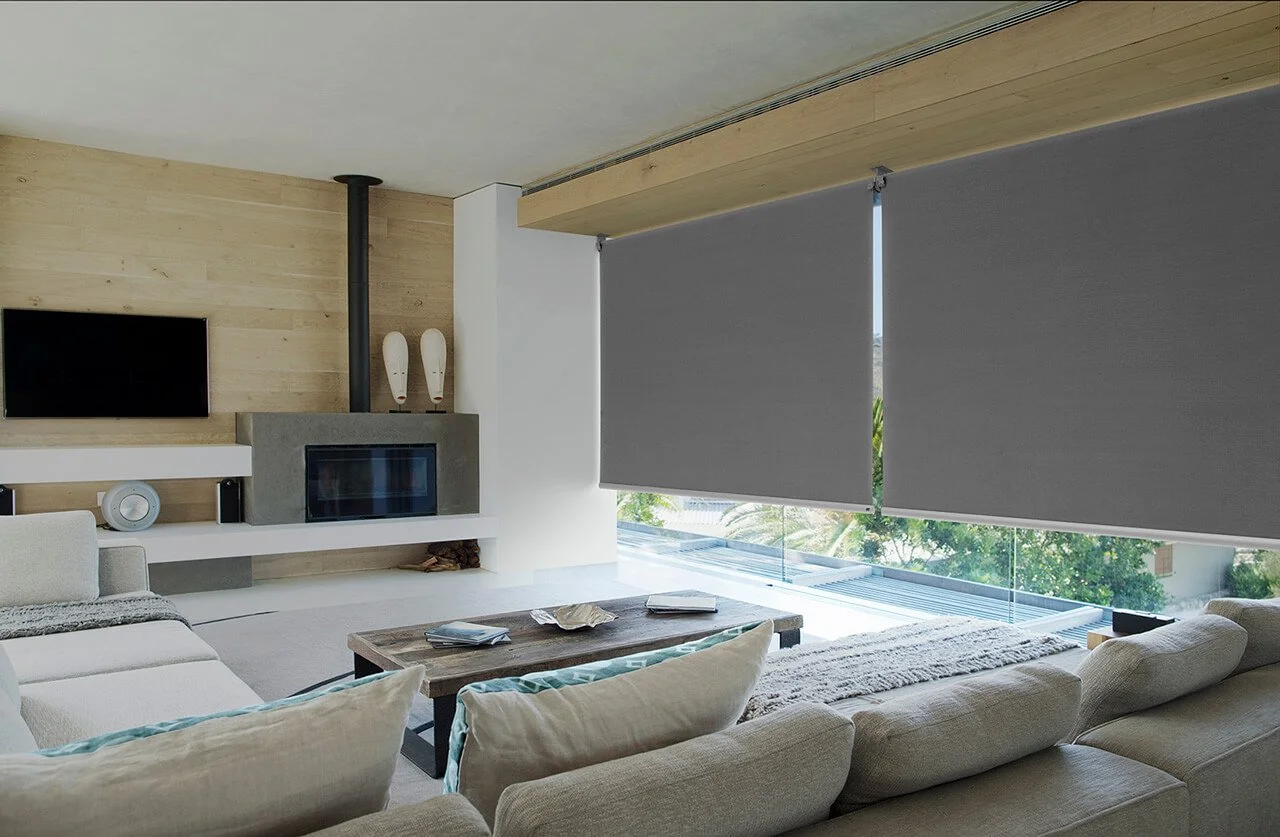 Grey Roller Blinds Over full glass window.jpg