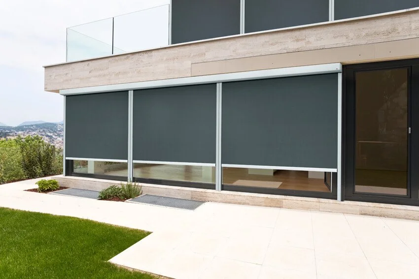 Straight drop outdoor awnings in dark grey.jpg