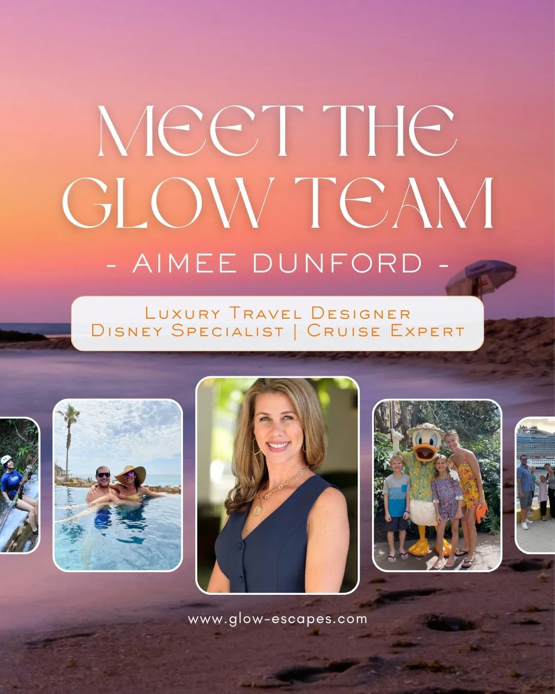 Introducing Glow Escapes luxury travel designer, Disney specialist, and cruise expert, Amy Dunford ✨

#luxurytraveldesigner #traveldesigner #luxurytravel #disneyvacation #cruisevacation