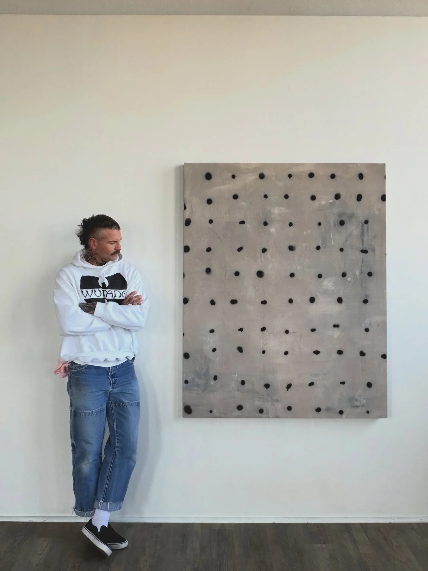 FOR SALE. 60&rdquo;x48&rdquo;x2.5&rdquo; gesso, coffee, and acrylic on raw canvas. DM for pricing and purchase details. Local delivery and hanging service available 🚚