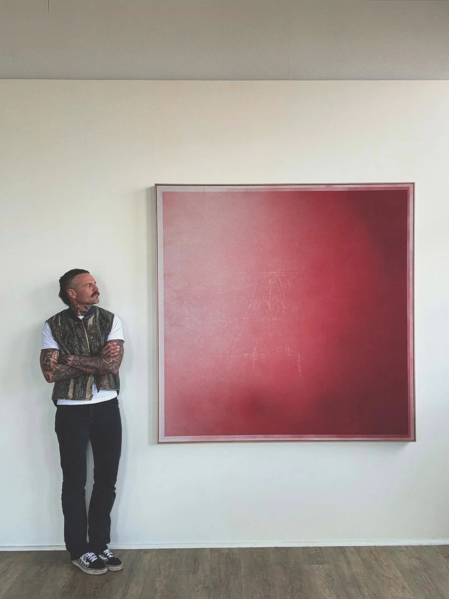 FOR SALE. 67&rdquo;x67&rdquo;x2.5&rdquo; acrylic on raw canvas. White oak floating frame. DM for pricing and purchase details. Appreciate your support!