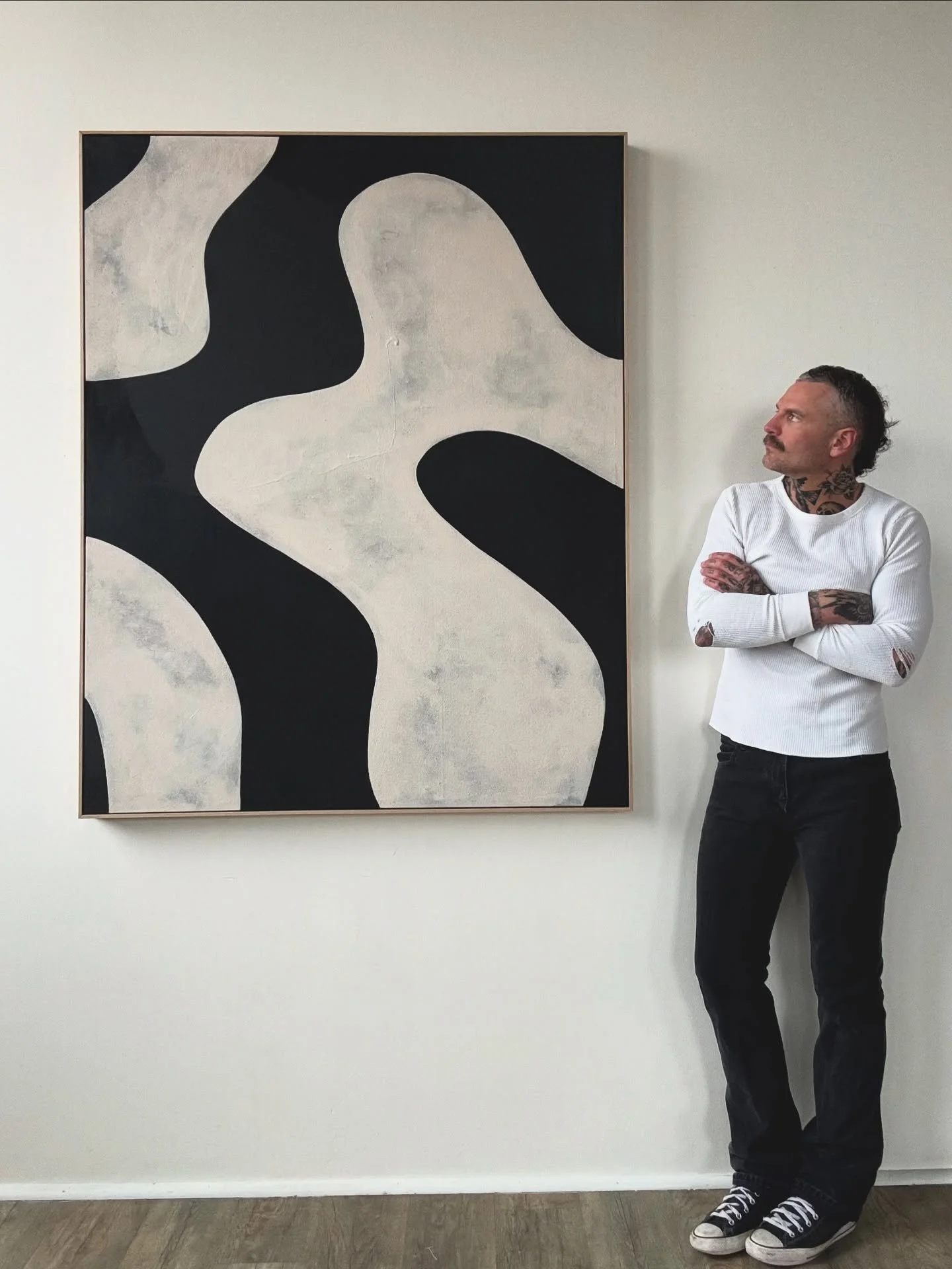 NEW FOR SALE. 60&rdquo;x48&rdquo;x2.5&rdquo; acrylic on raw canvas. White oak floating frame. Free personal local delivery and hanging service. DM for purchase details.