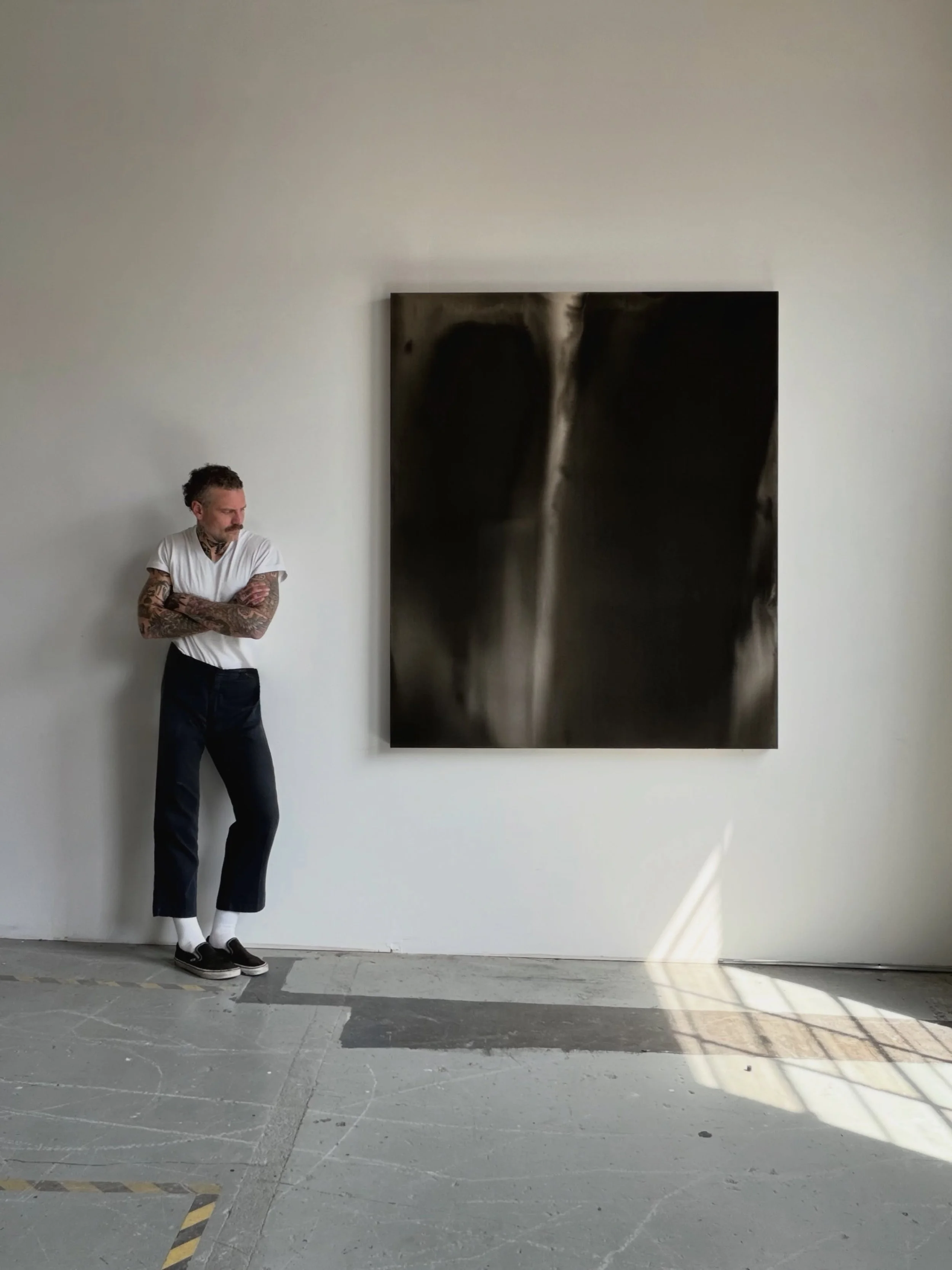 AVAILABLE. &ldquo;Between Two Breaths&rdquo; 66&rdquo;x56&rdquo; India ink and distilled water on raw canvas. Floating frame and local delivery available. DM for pricing and purchase details.