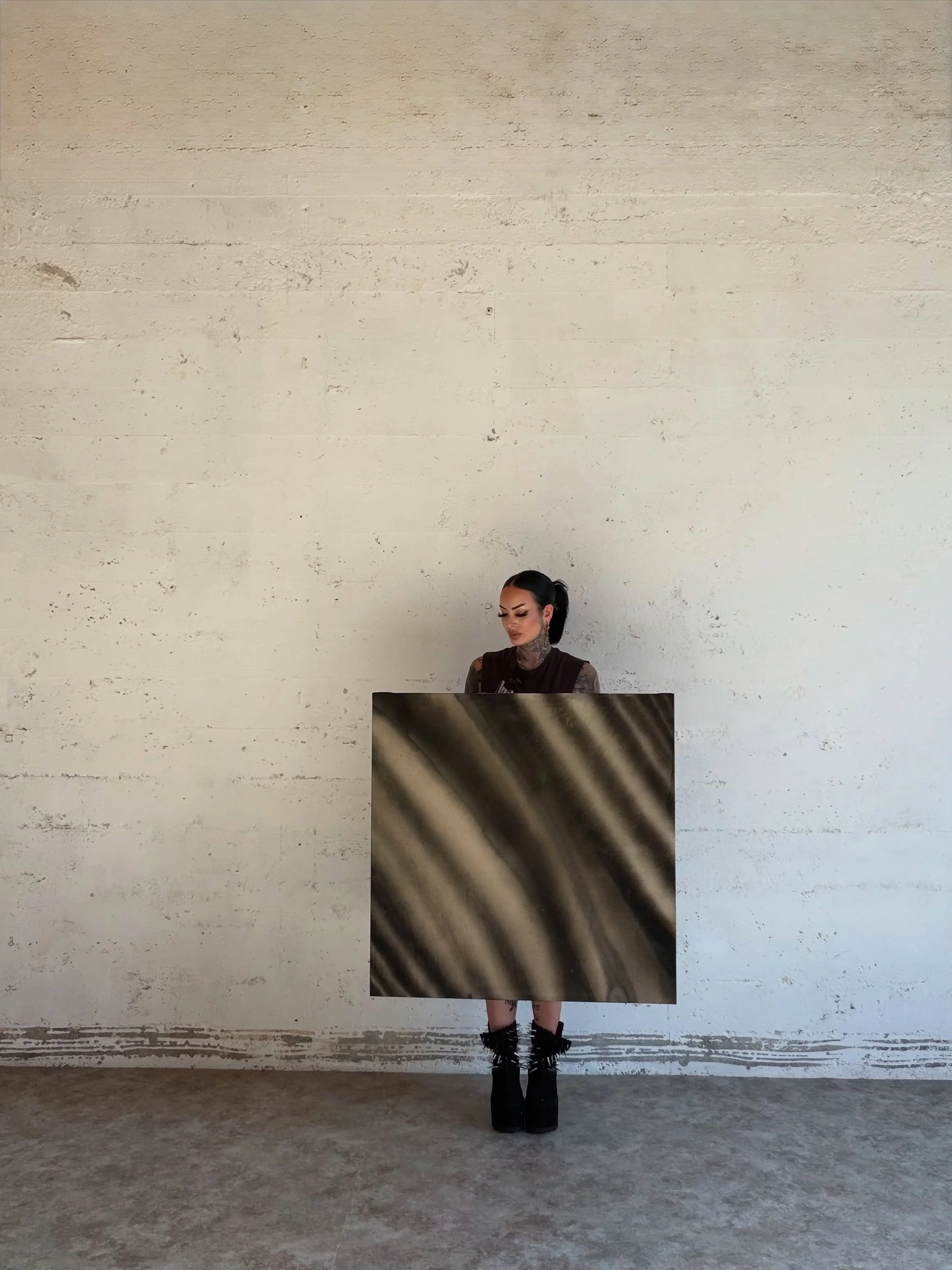 AVAILABLE. &ldquo;HAUTE-MARROW&rdquo; 2026, 36&rdquo; x 36&rdquo;

India ink and distilled water on raw canvas.

&ldquo;HauteMarrow&rdquo; Spikes and carbon. High fashion art born&eacute; on concrete floor. New work by @katiemuthafknbobby

DM for pri