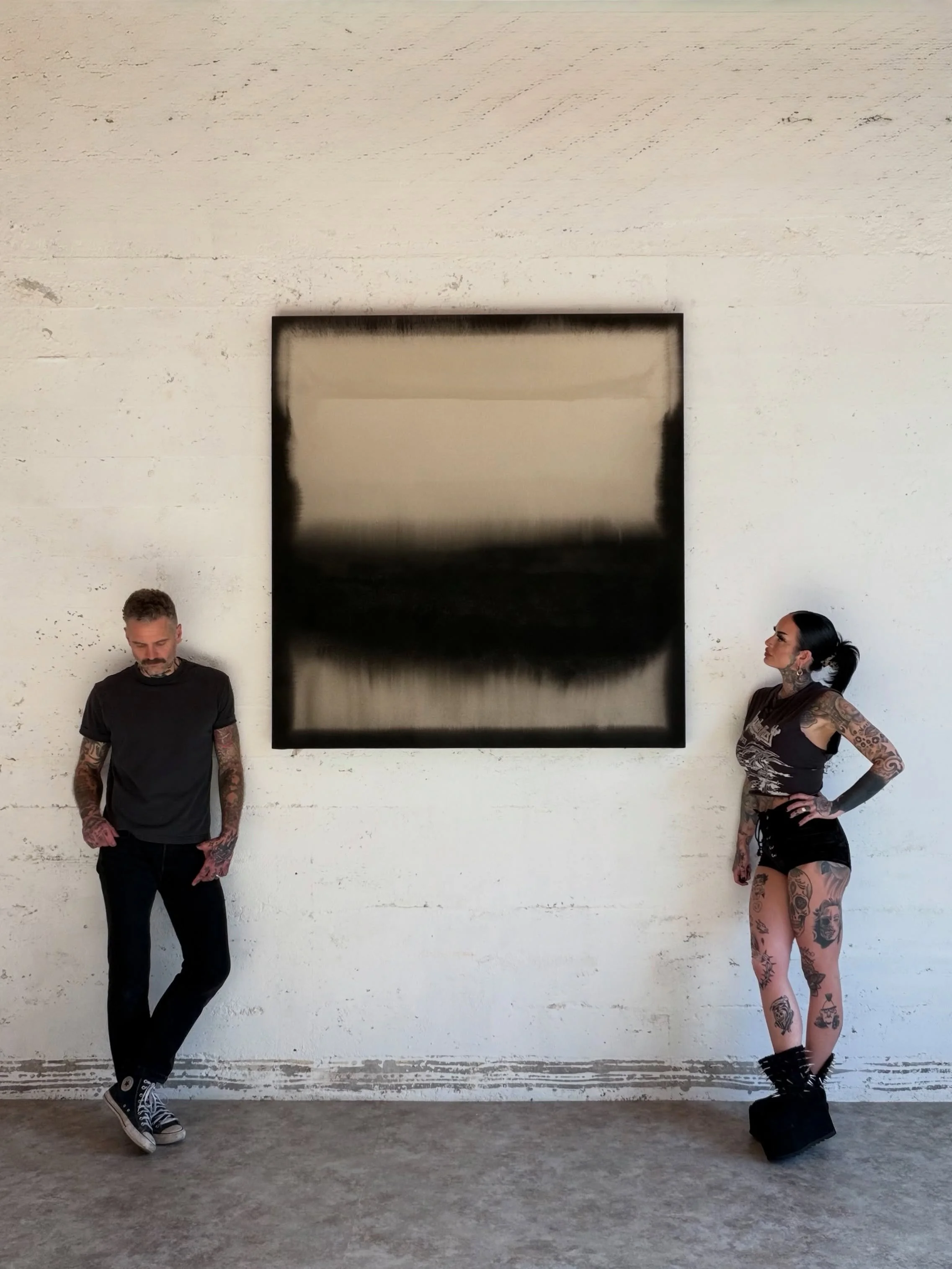 AVAILABLE. &ldquo;PIQU&Eacute;&ldquo; 2026, 60&rdquo; x 56&rdquo;

India ink, distilled water and aerosol on raw canvas.

&ldquo;Piqu&eacute;&rdquo;, a visual dialogue. This piece was born out of a shared process, examining how two opposing forces ca