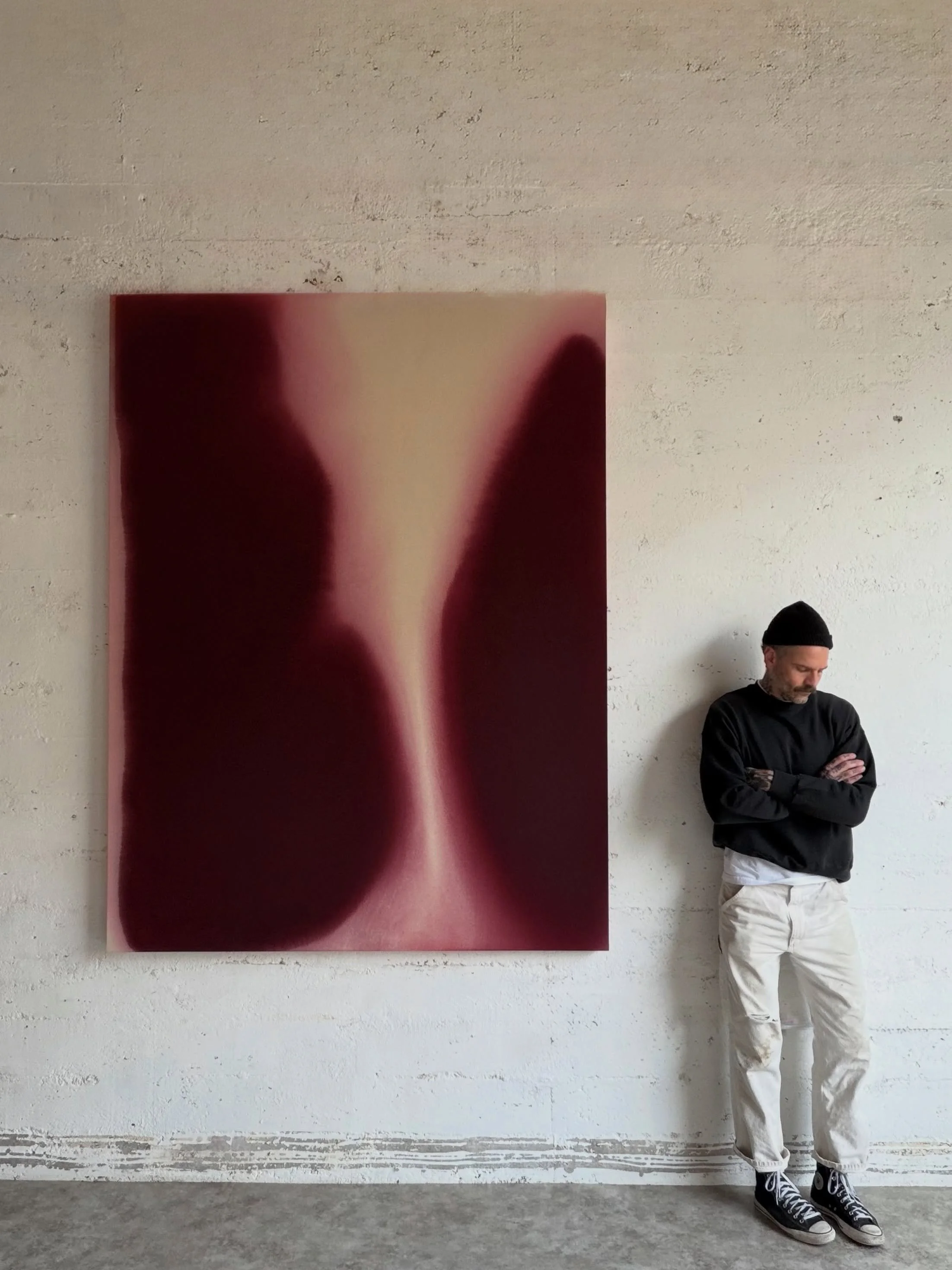 AVAILABLE.&nbsp;&ldquo;THAWING HEART&rdquo;&nbsp;2026, 84&rdquo; x 64&rdquo;

Acrylic fluid and distilled water on raw canvas.

True connection requires the violent destruction of our carefully built defenses, yet most people prefer the safety of the