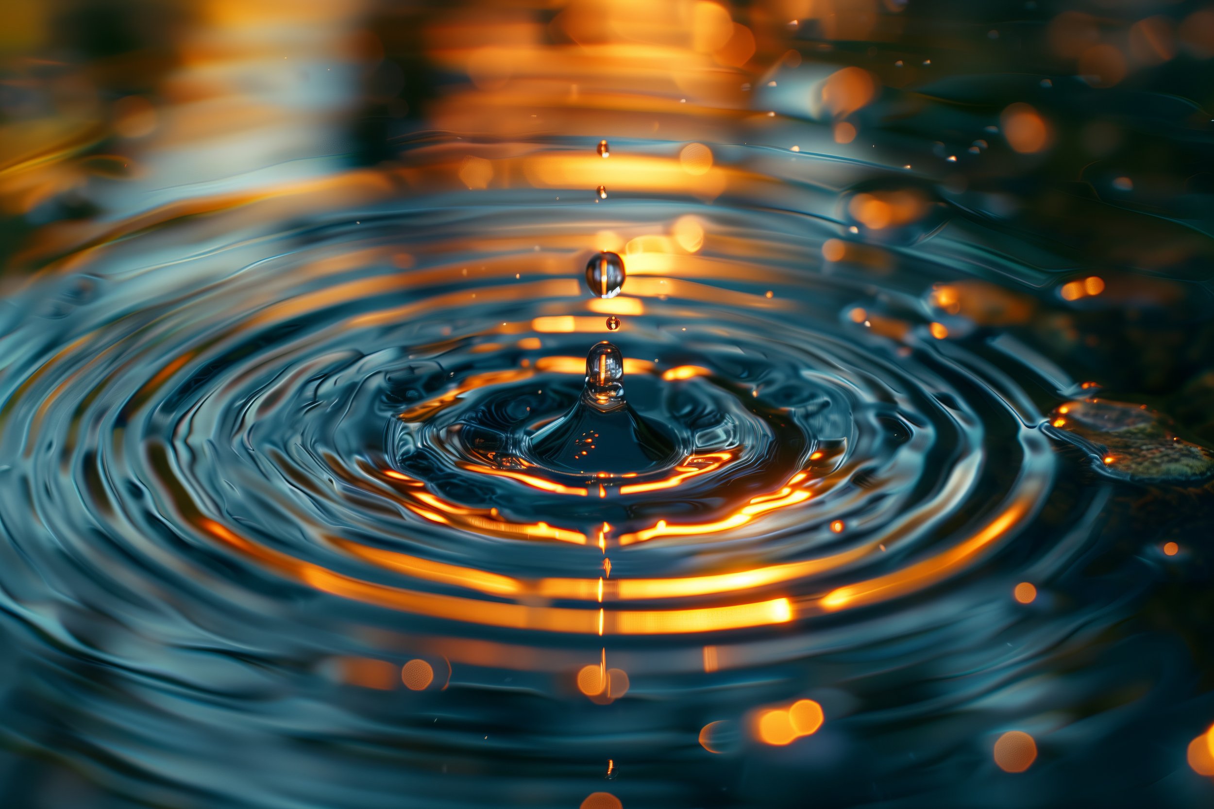 Water ripple golden light