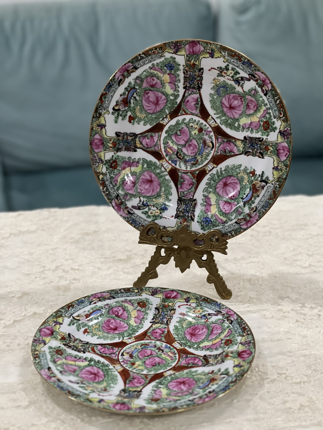 Vintage Chinese Rose Canton Plates