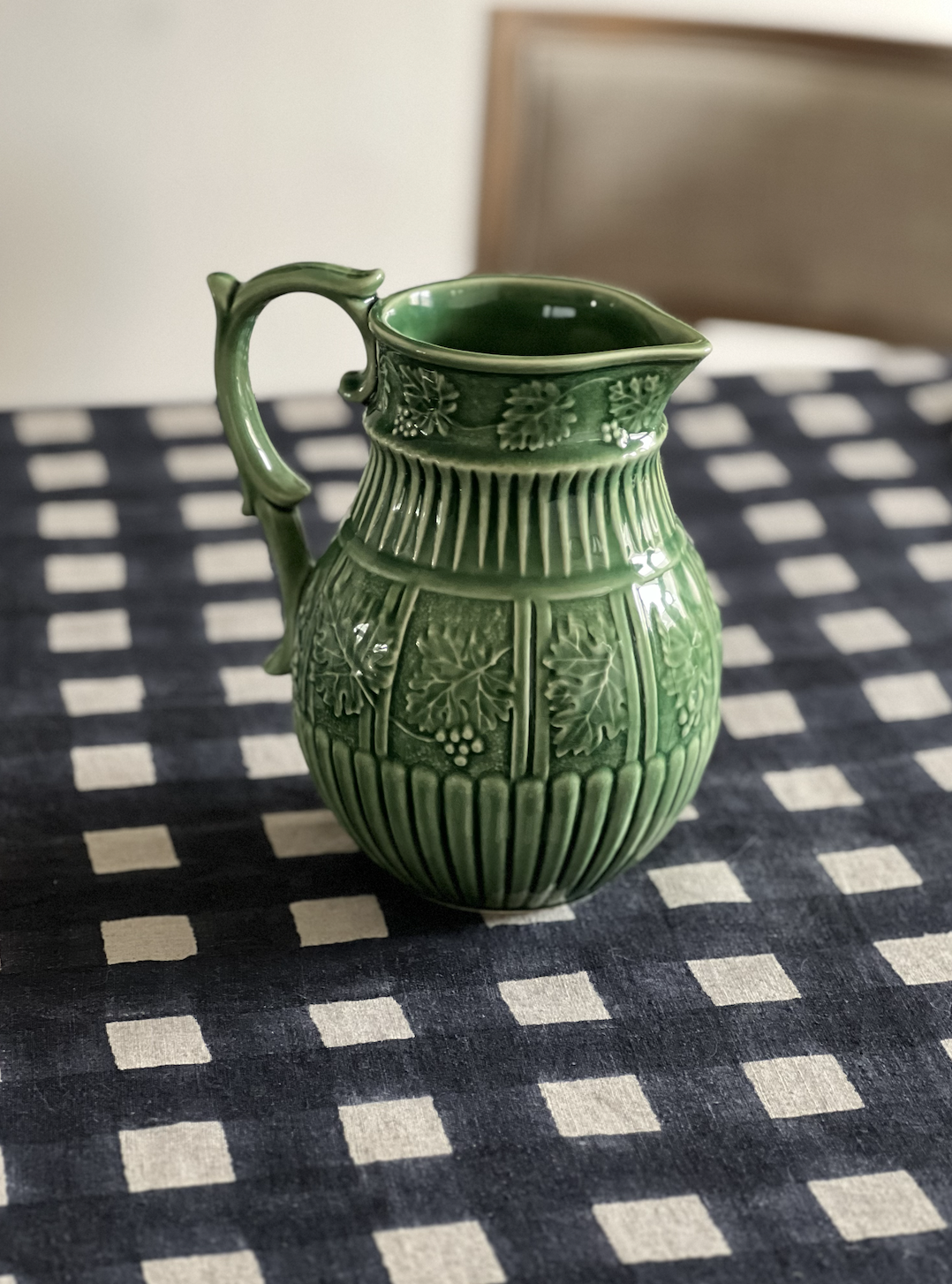 Vintage Bordallo Pinheiro Grapevine Majolica Pitcher