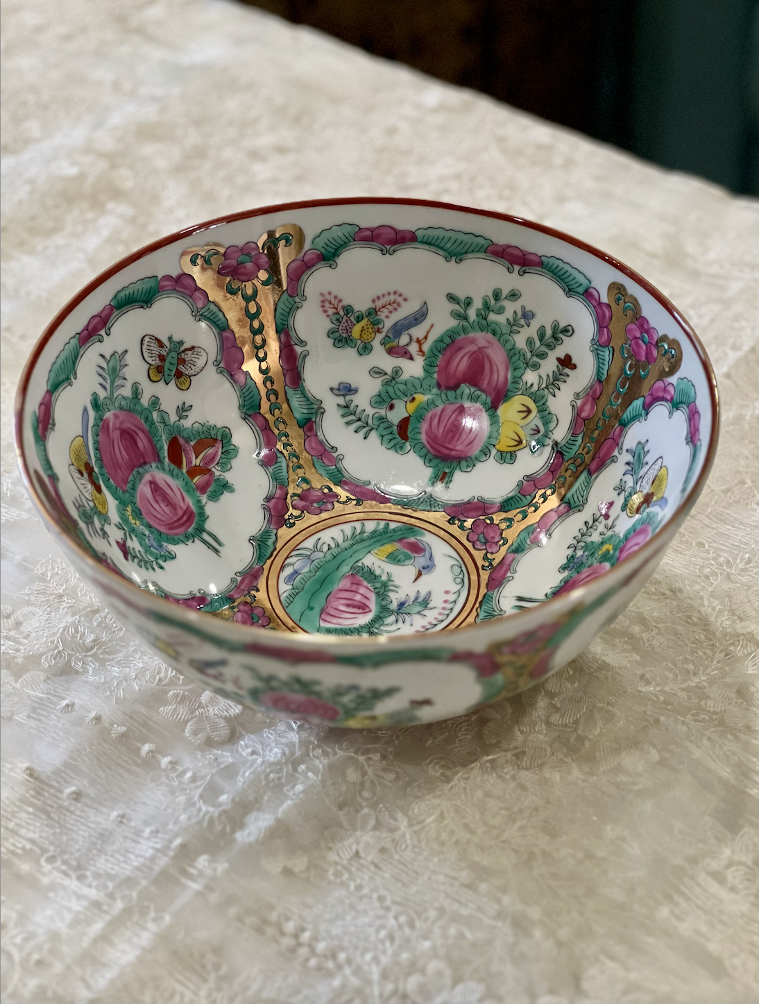 Vintage Chinese Rose Canton Porcelain Bowl