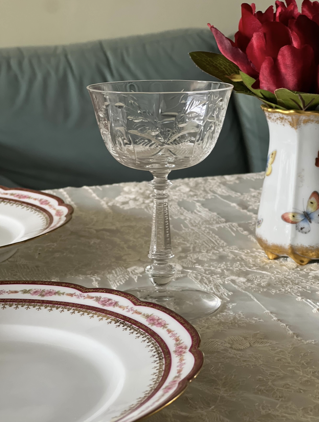 Vintage Crystal Coupe Glasses