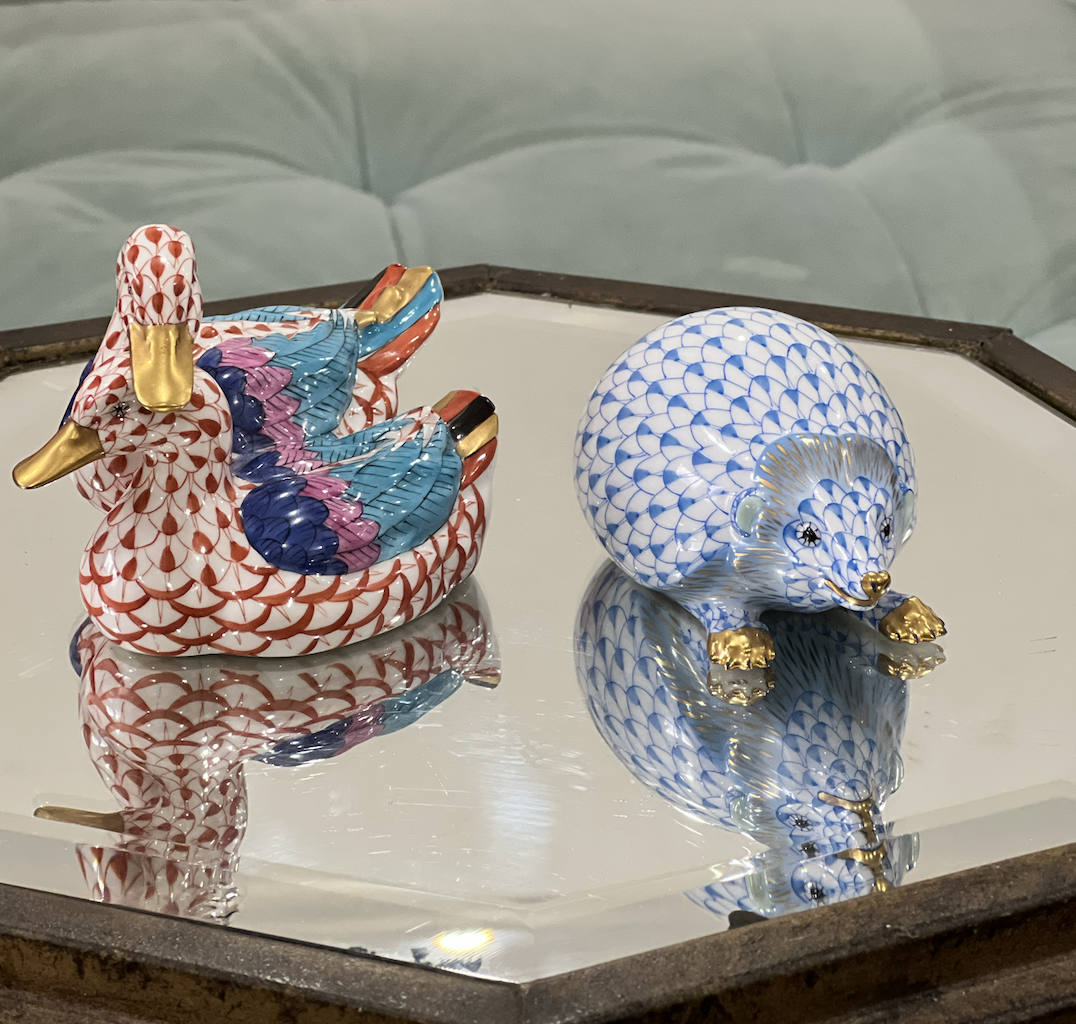 Herend Fishnet Porcelain Figurines