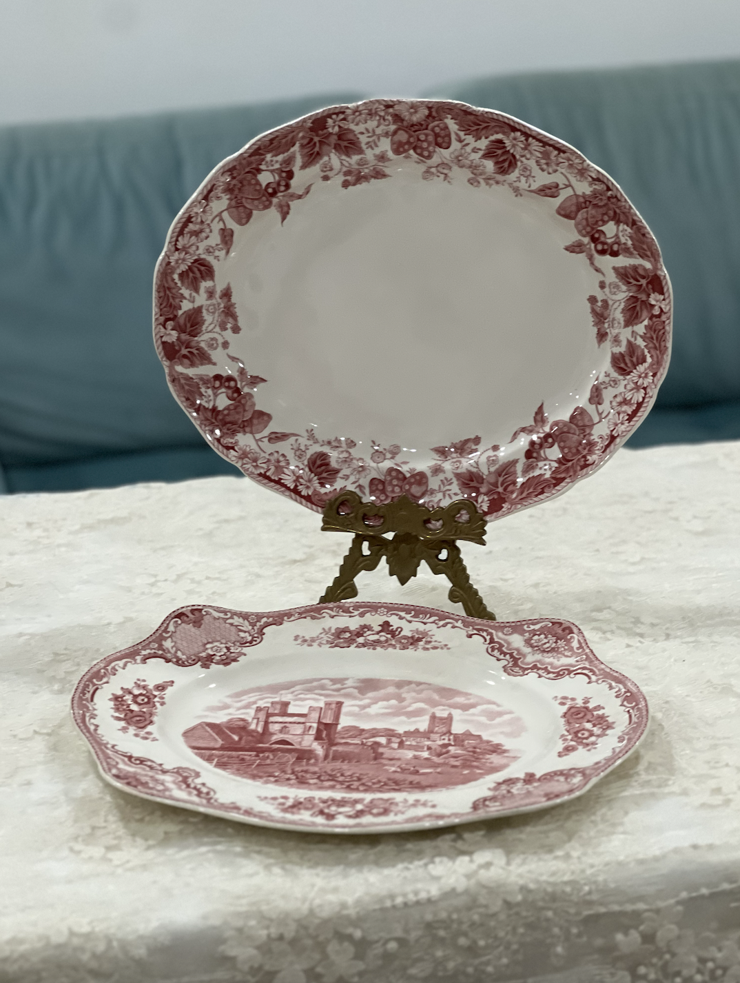 Johnson Brothers Pink Transferware Oval Platters