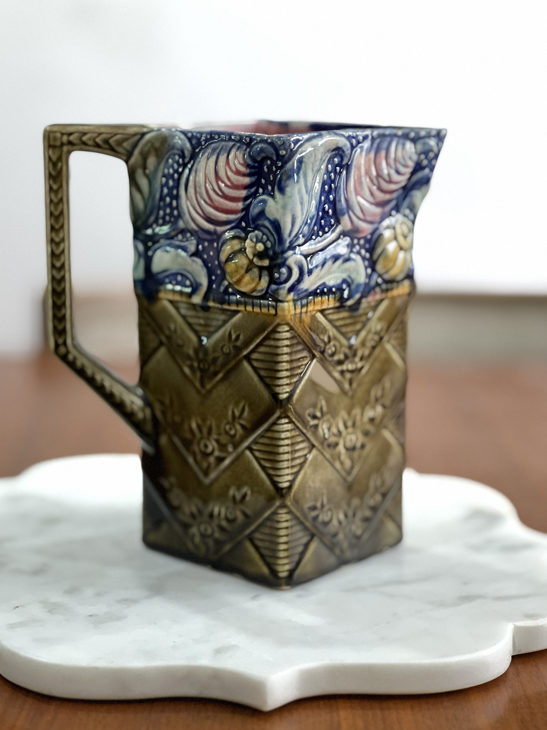 Antique Frie Onnaing French Majolica Pitcher