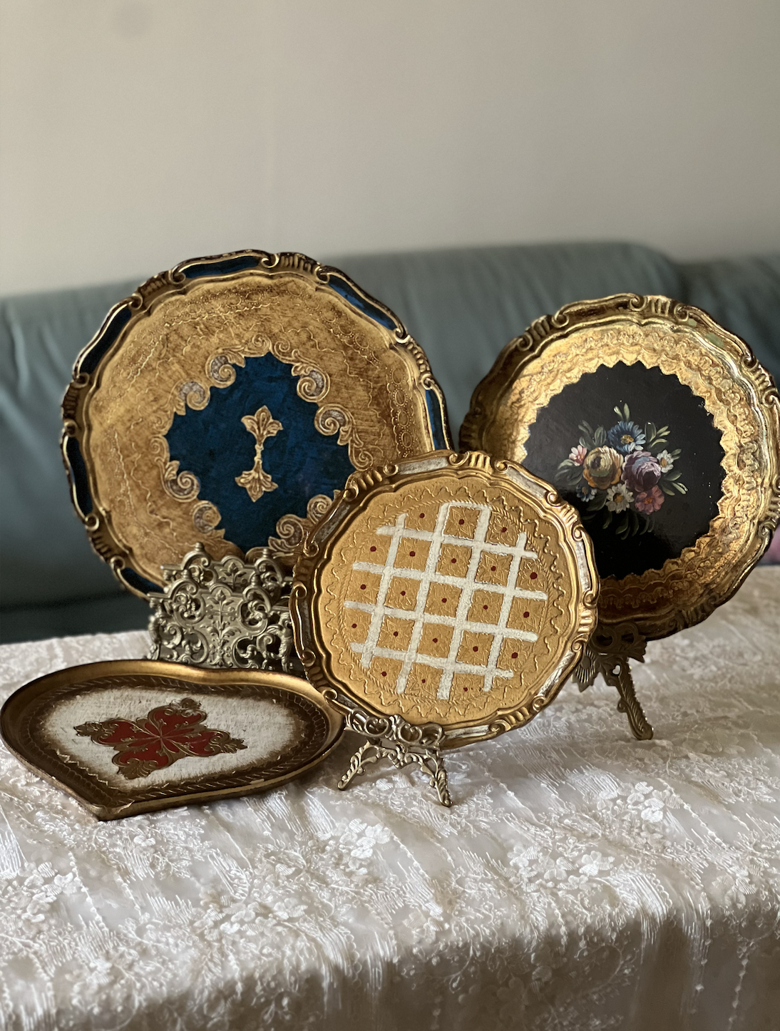 Vintage Italian Florentine Gilded Wood Trays