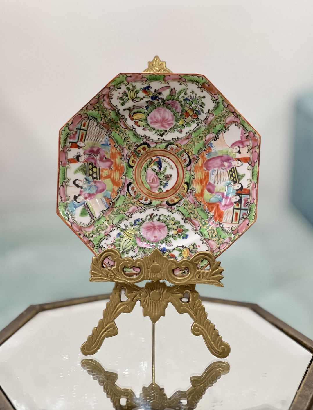 Antique Rose Medallion Octagonal Dish