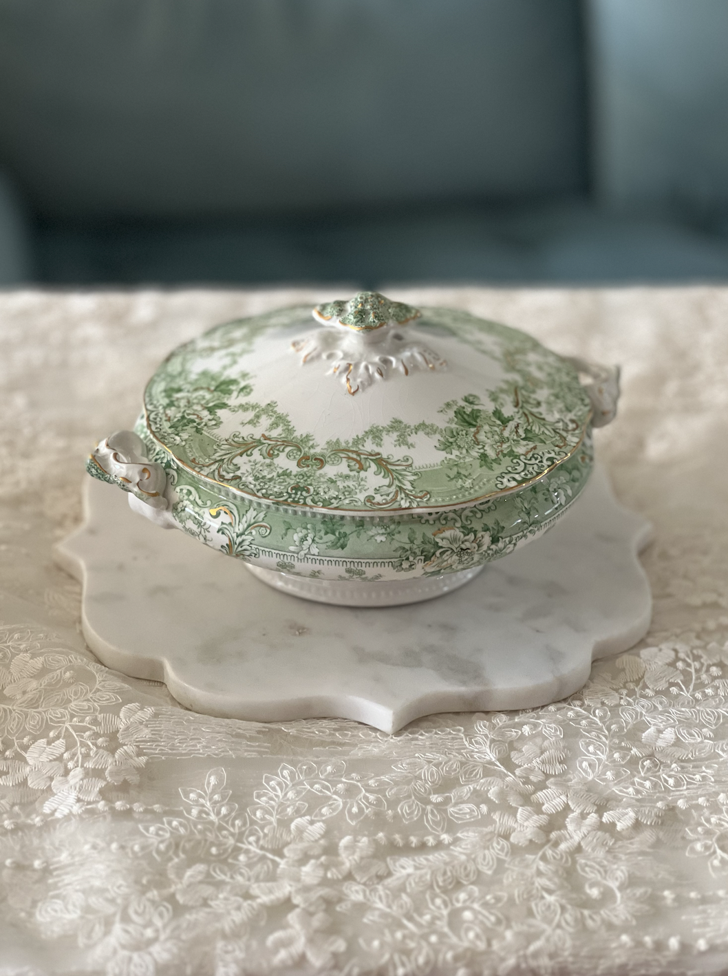 Antique Johnson Brothers Florentine Green Tureen | c.1910