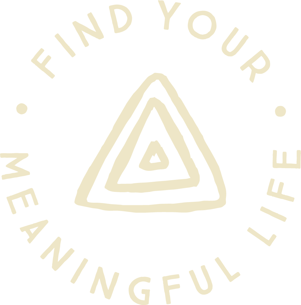 A circular logo with the text 'Find Your Meaningful Life' surrounding a stylized triangle made of concentric lines.