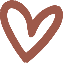 Hand-drawn brown heart shape on a white background.