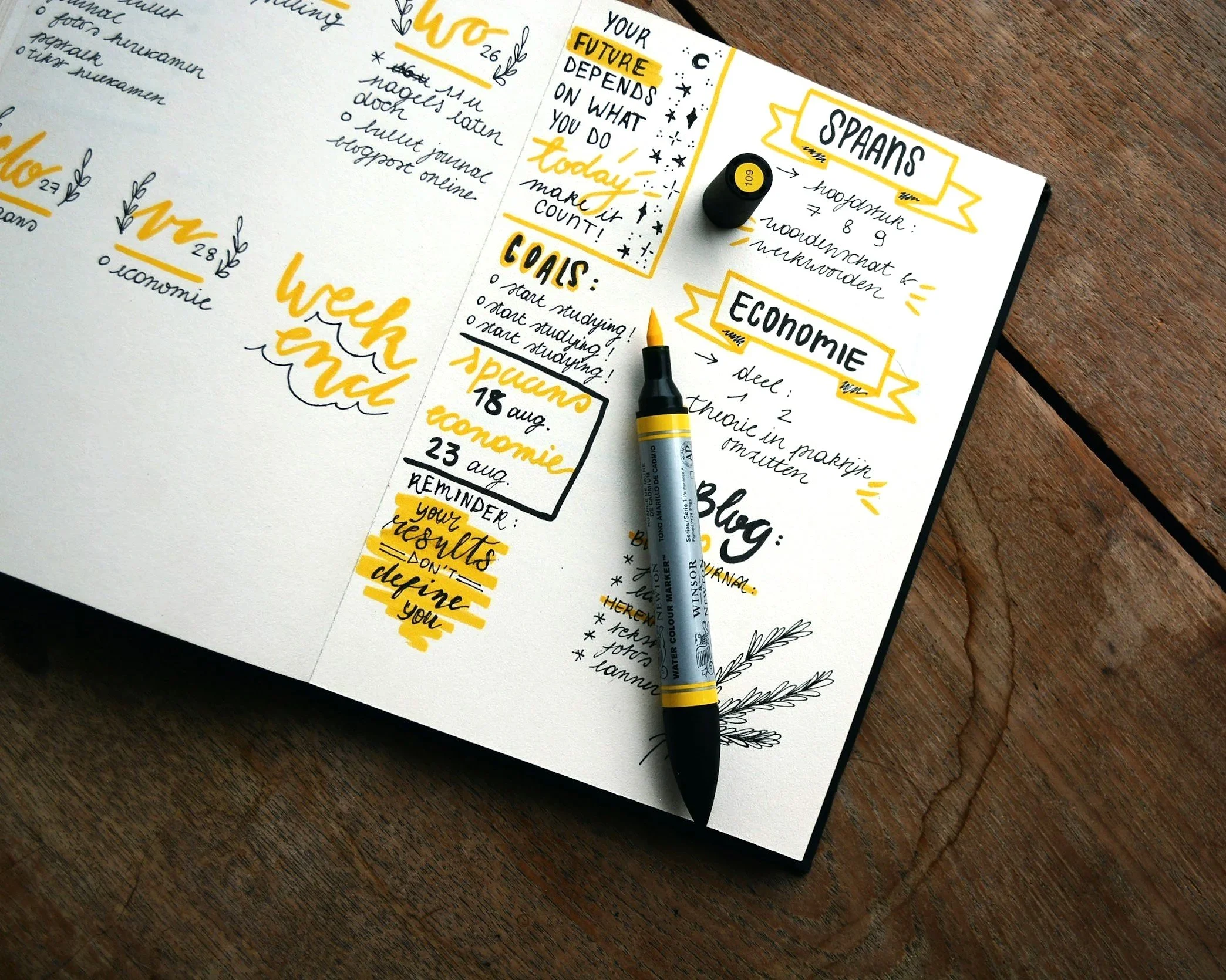 Event planning notebook with schedule and notes for booking an event date