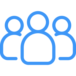 Icon of three people with one in the center and two on the sides.