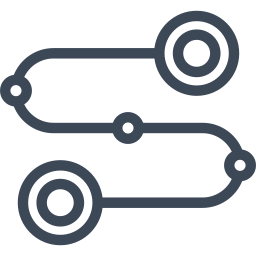 Simple circuit diagram with interconnected lines and two circular nodes.