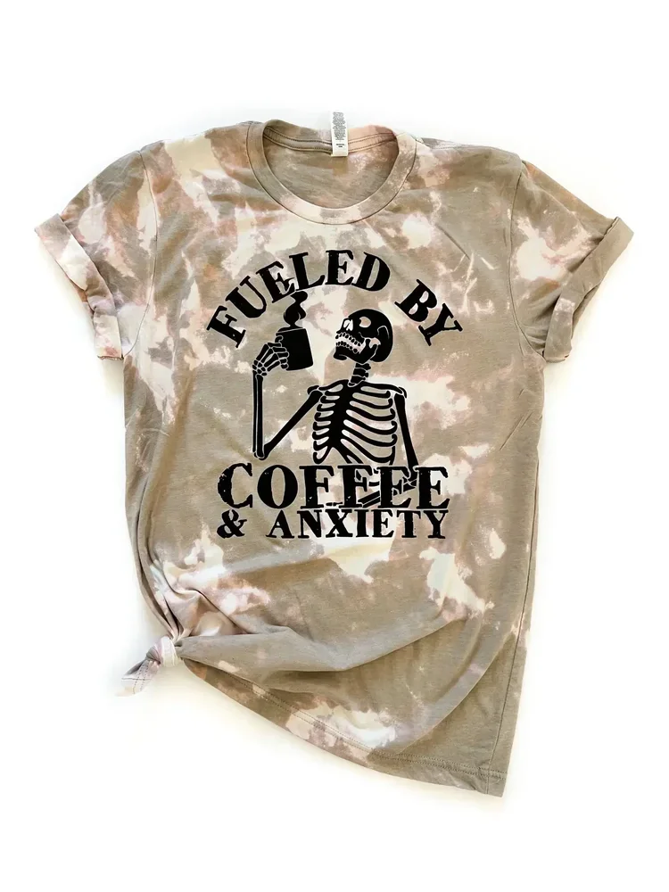Fueled By Coffee and Anxiety Tie-Dye Tee