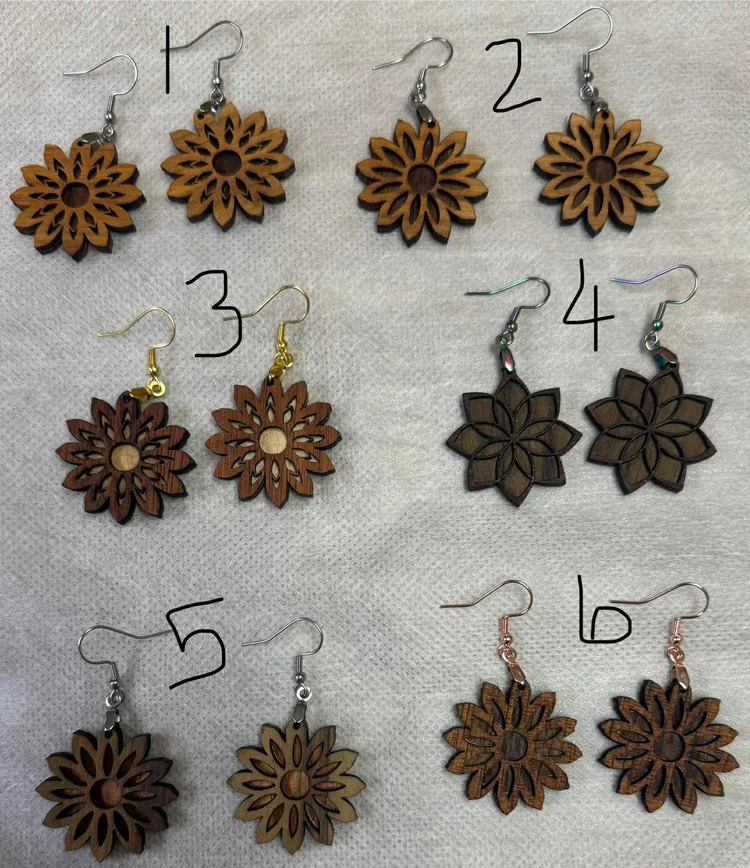 Local Handmade Natural Wood Earrings (Double Color)