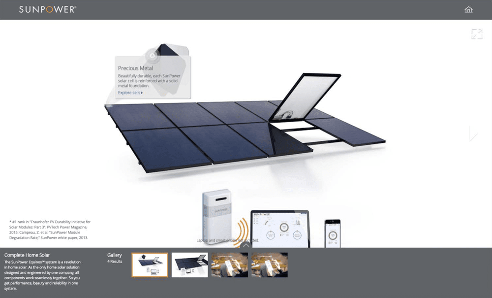 SunPower interactive home tour screen
