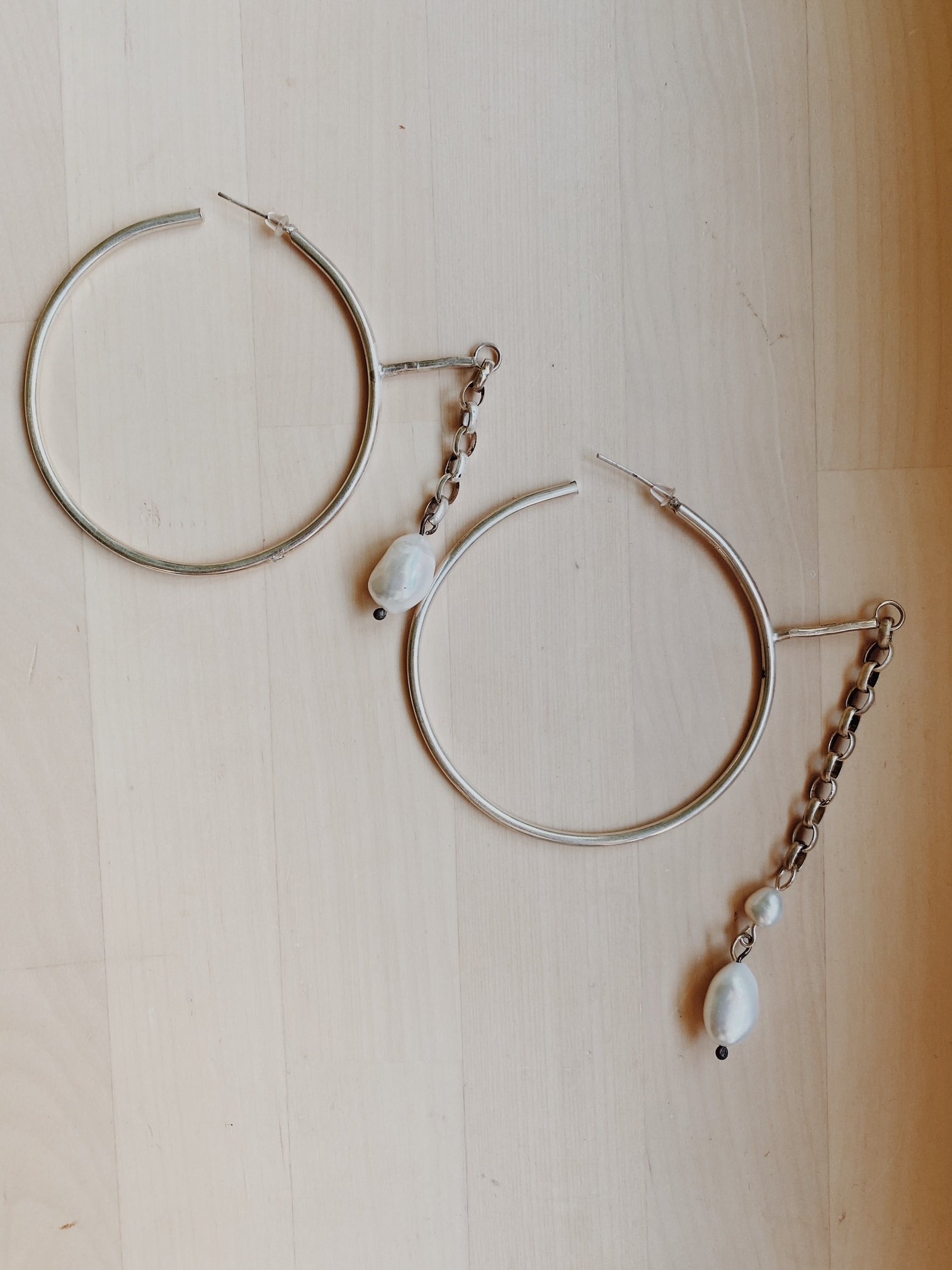 Pearl Drop Hoops