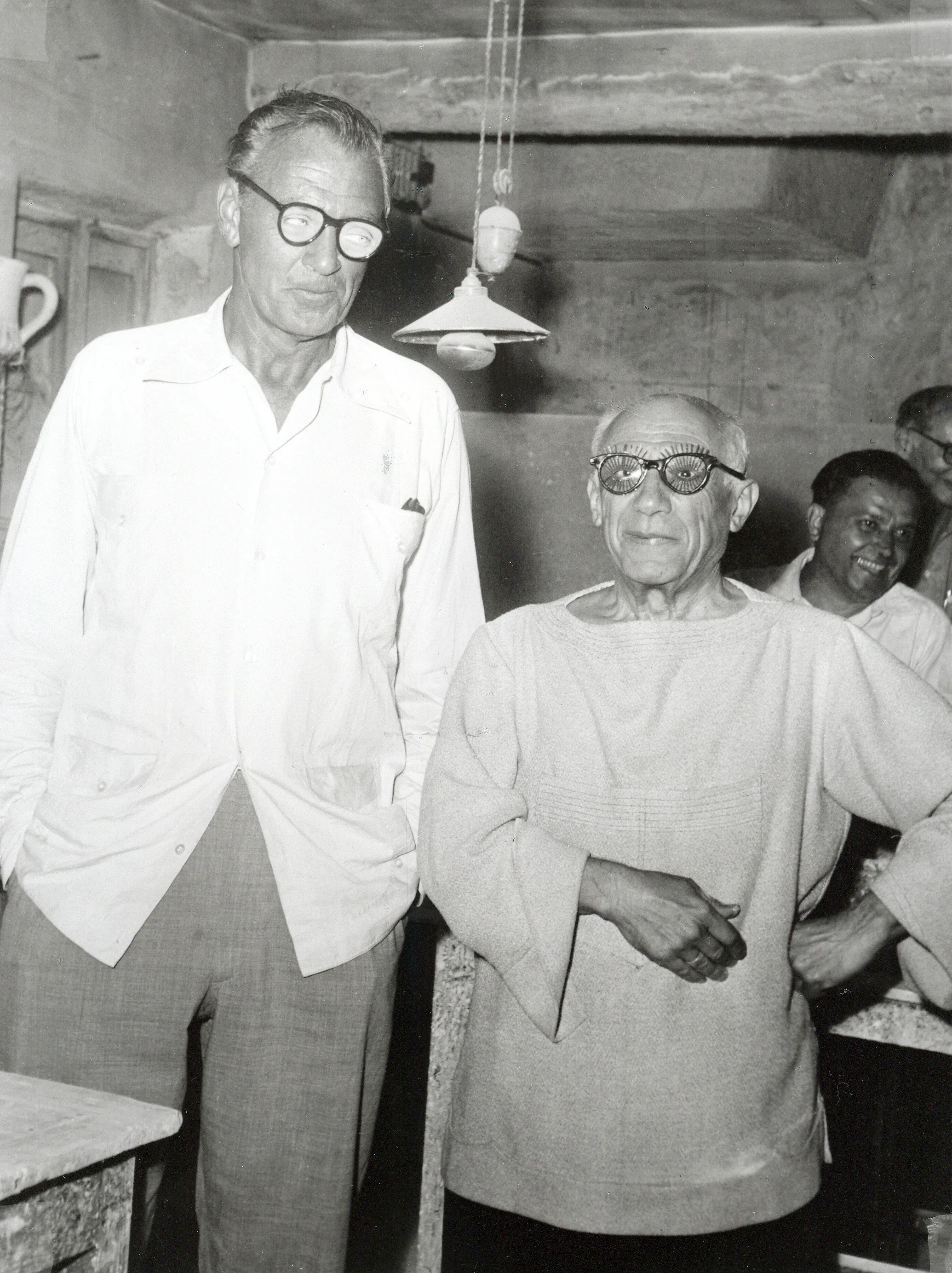 My father and Pablo Picasso having fun teasing everybody by wearing their funny glasses. Picasso liked to challenge guests to “joke “ around.