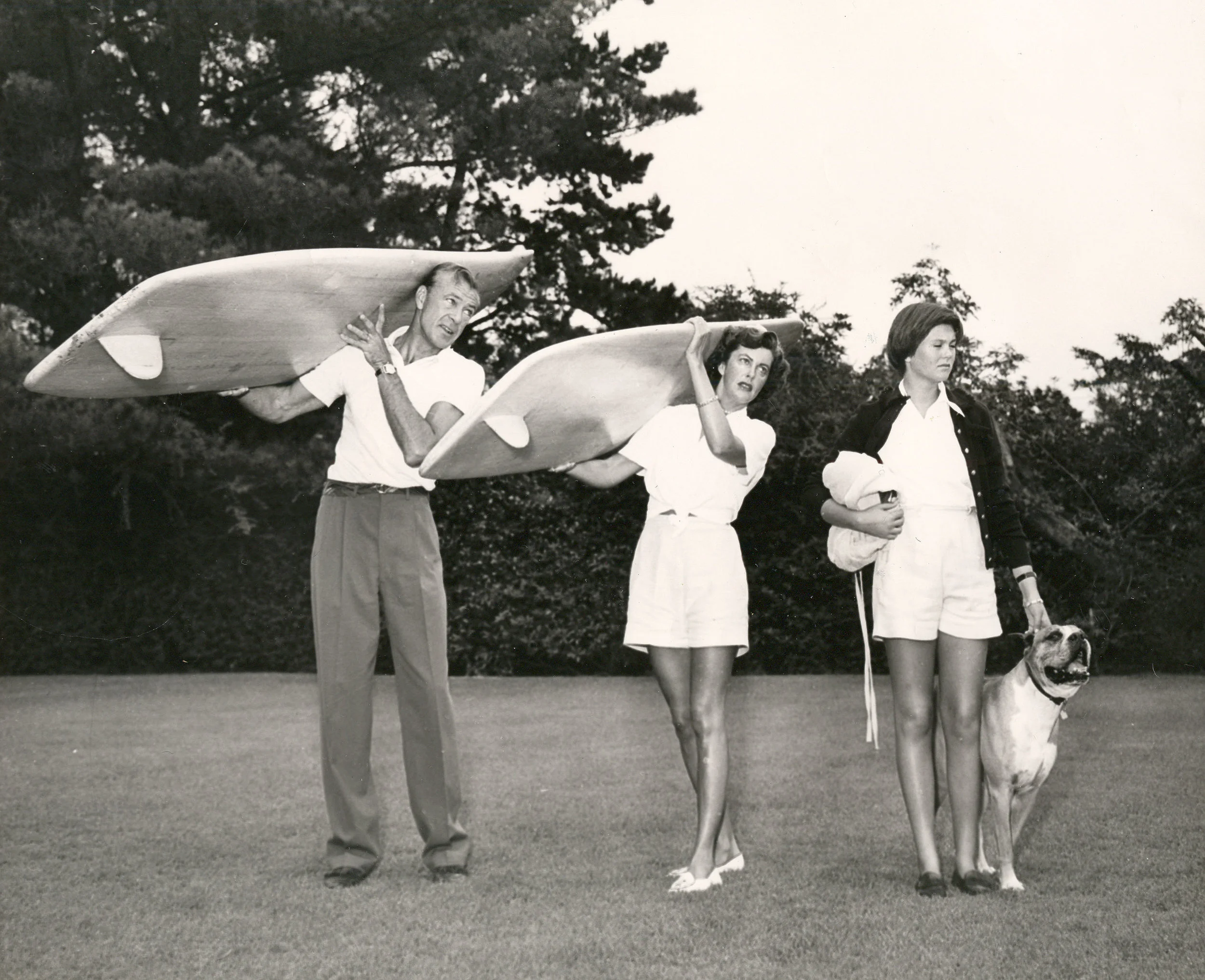 My mother took up surfing guided by her friend, the English actor Peter Lawford. Through his young surfing friends who developed the lightweight fiberglass surfboards, we all were able to carry this new era of boards ourselves.