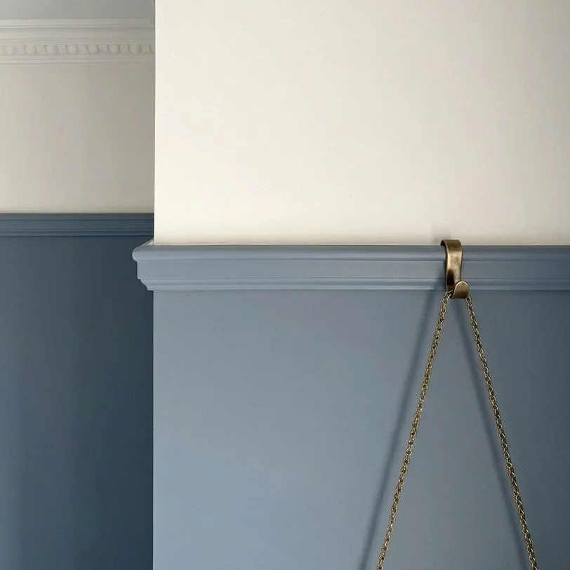 wooden picture rail and crown moulding