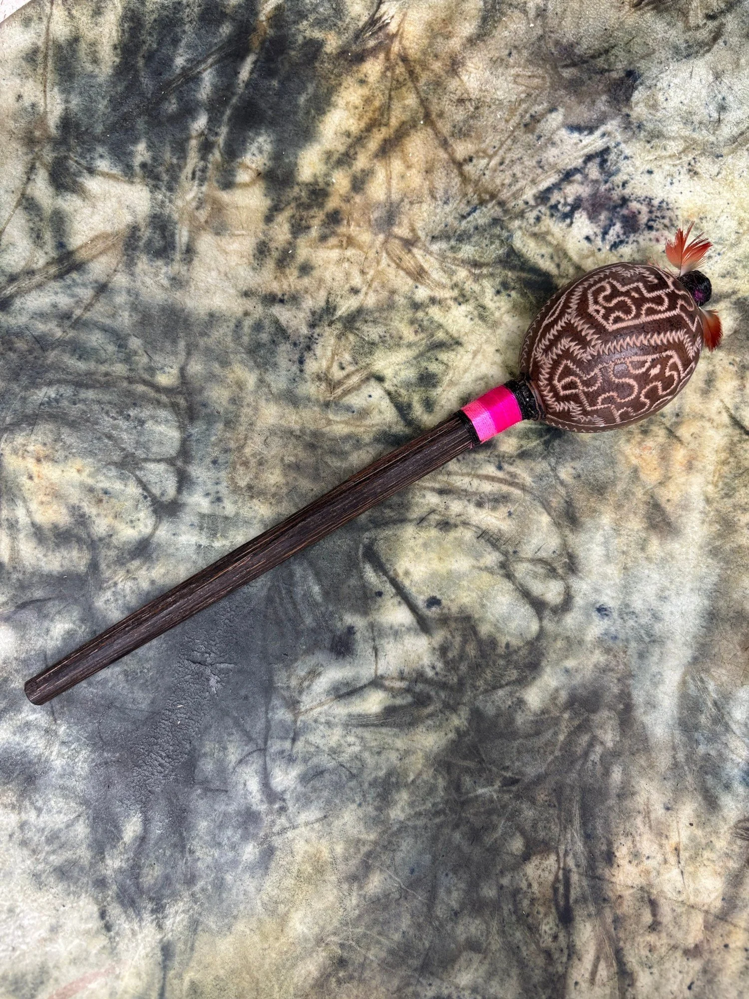 Shipibo Rattle Shaker – Bright Pink String