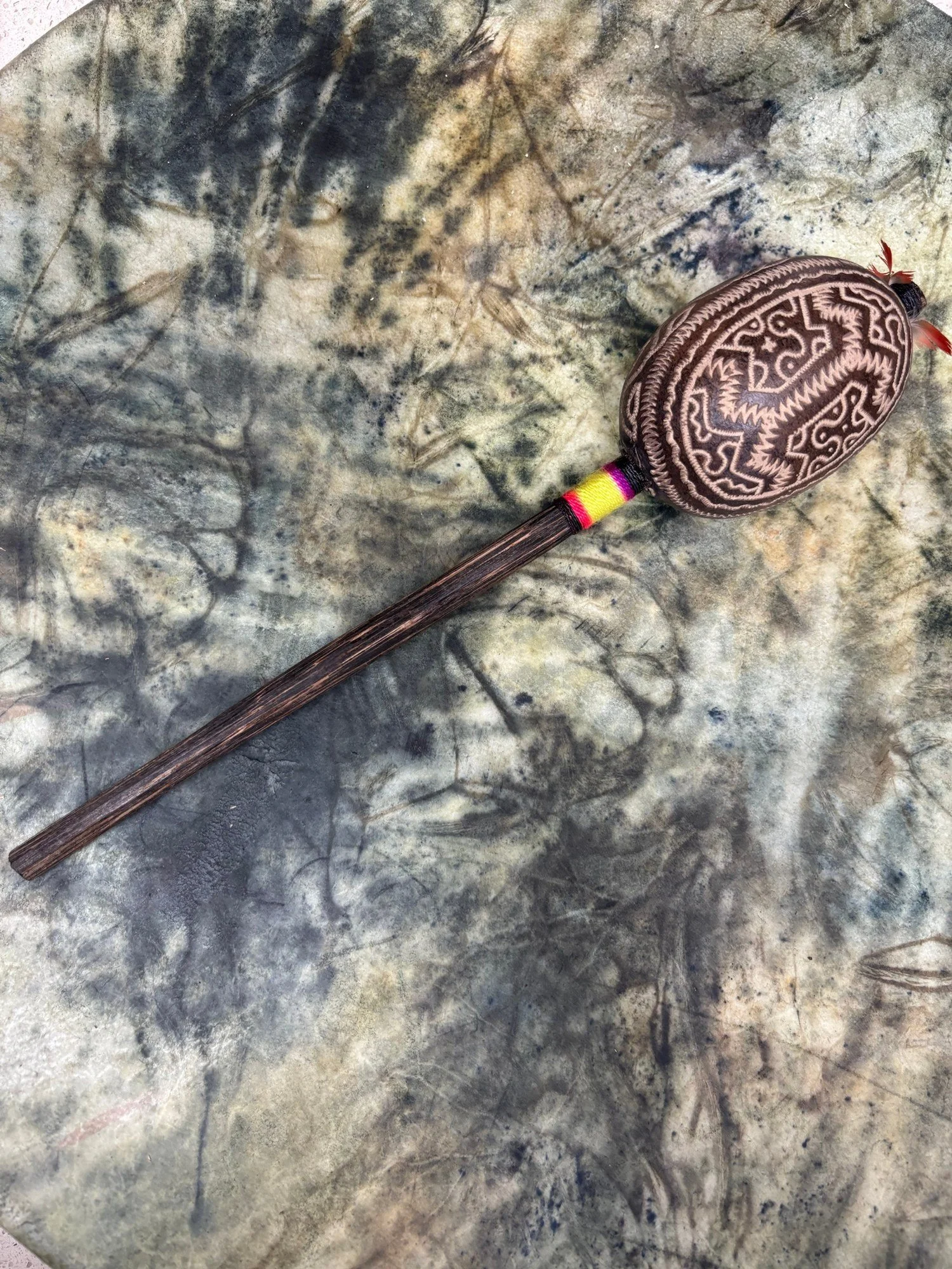 Shipibo Rattle Shaker – Rainbow String