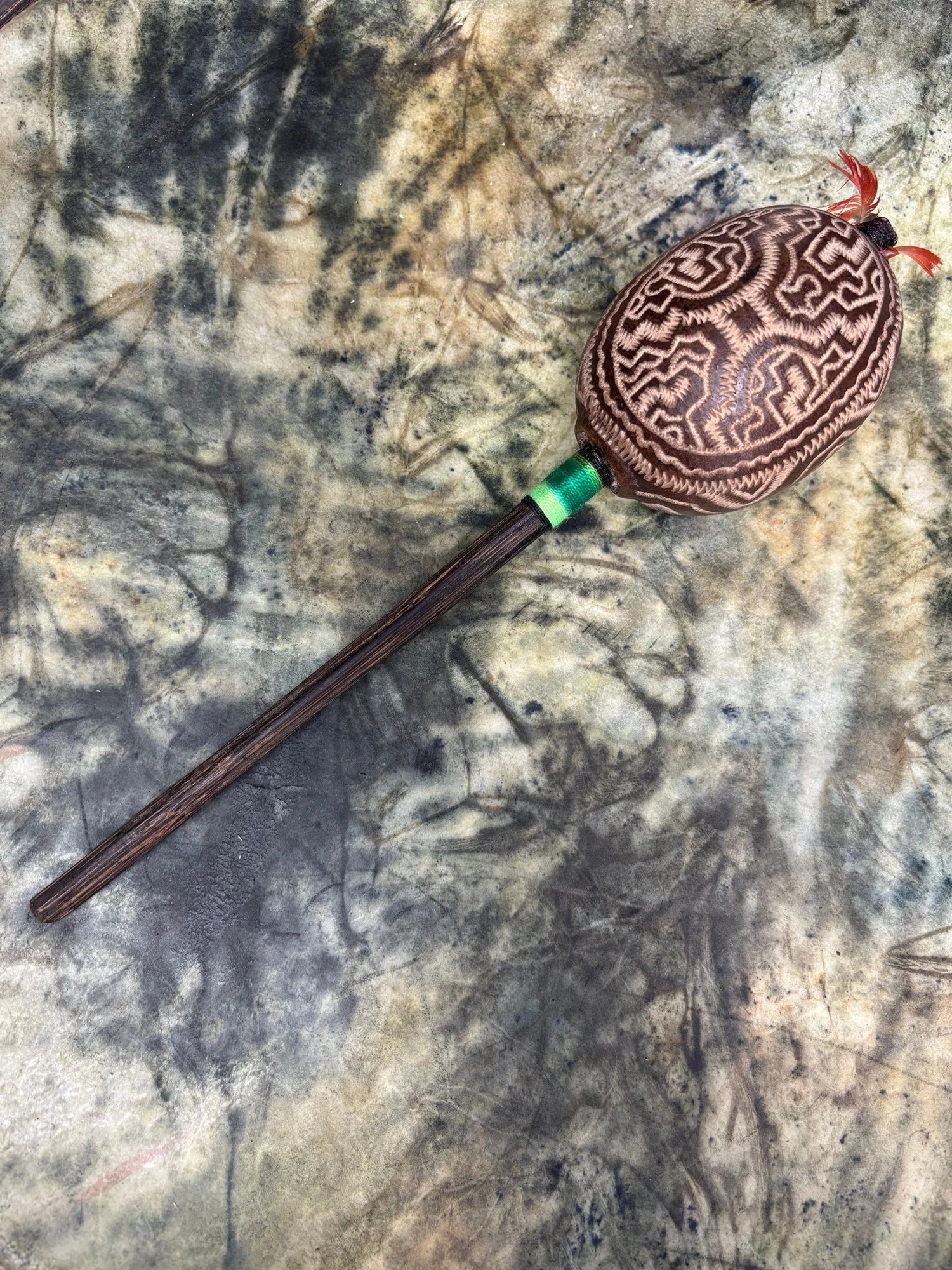 Shipibo Rattle Shaker – Emerald Green String